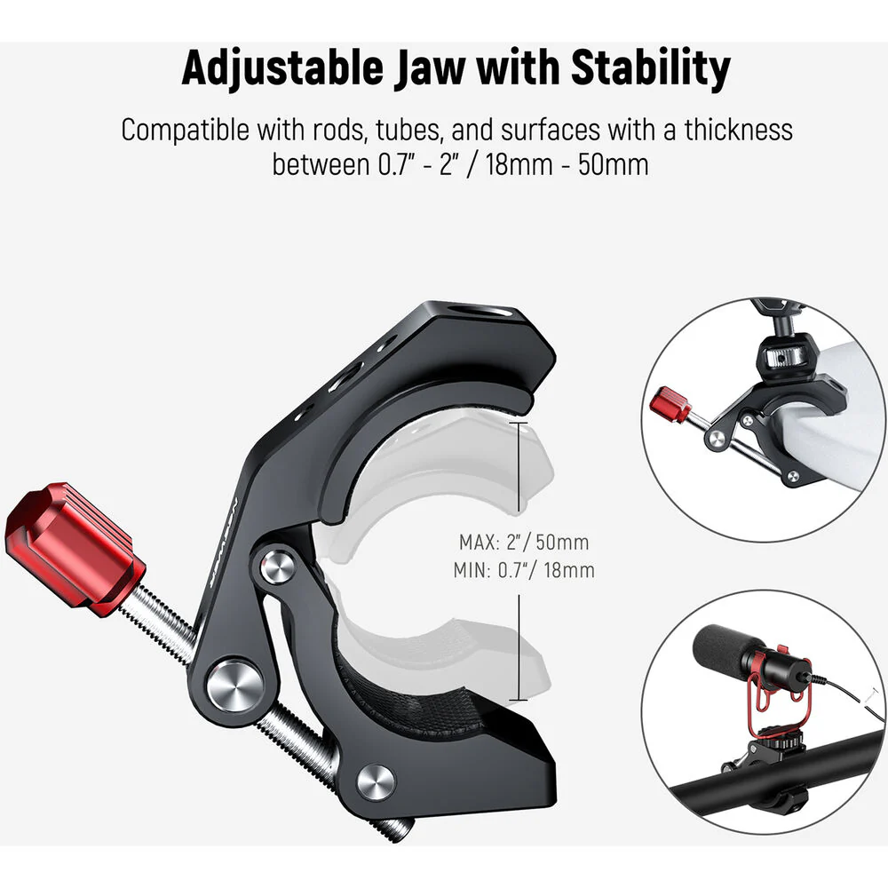 Neewer ST81 Super Clamp with Cold Shoe (Red Knob) - Image 5