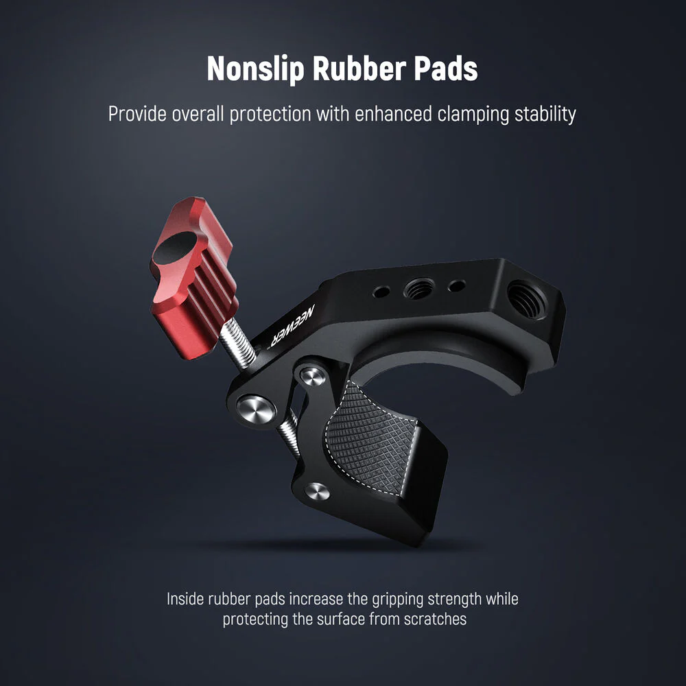 Neewer ST81 Super Clamp with Cold Shoe (Red Knob) - Image 6