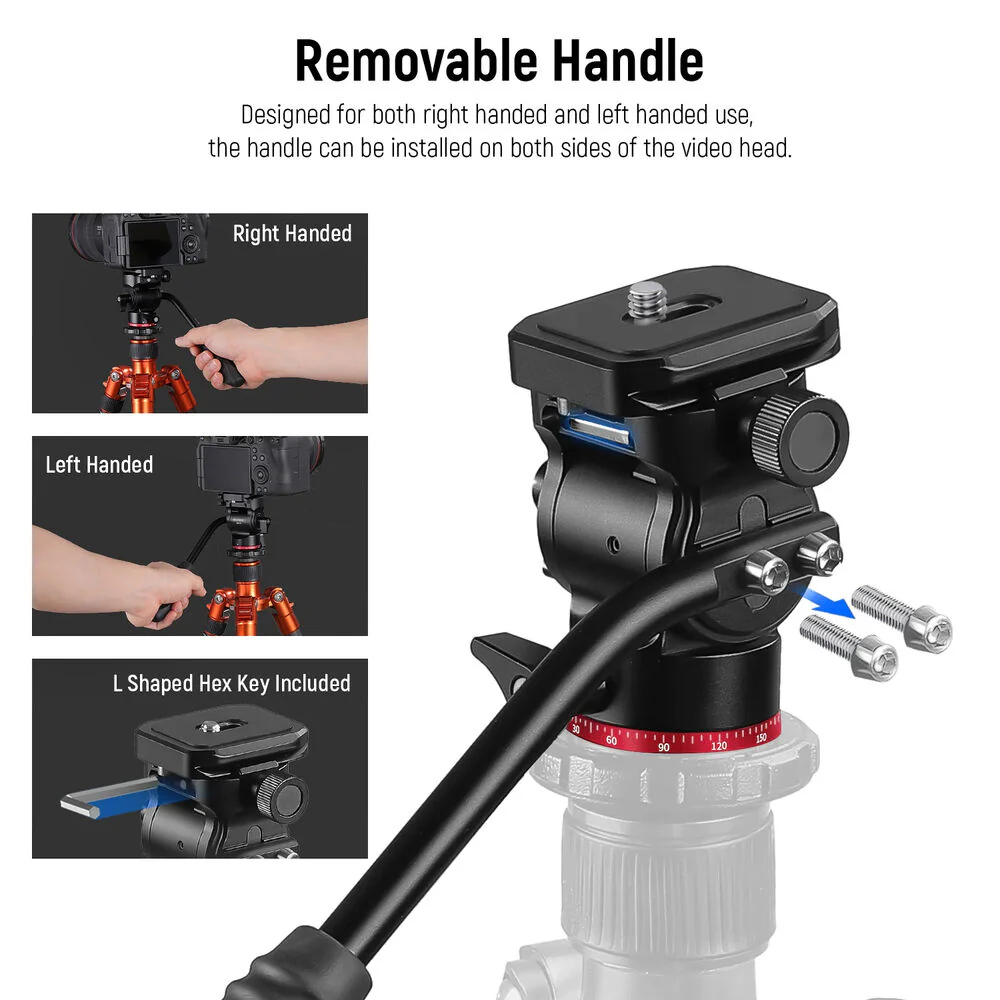 Neewer Upgraded GM24 Metal Fluid Tripod Head (Black/Red) - Image 5