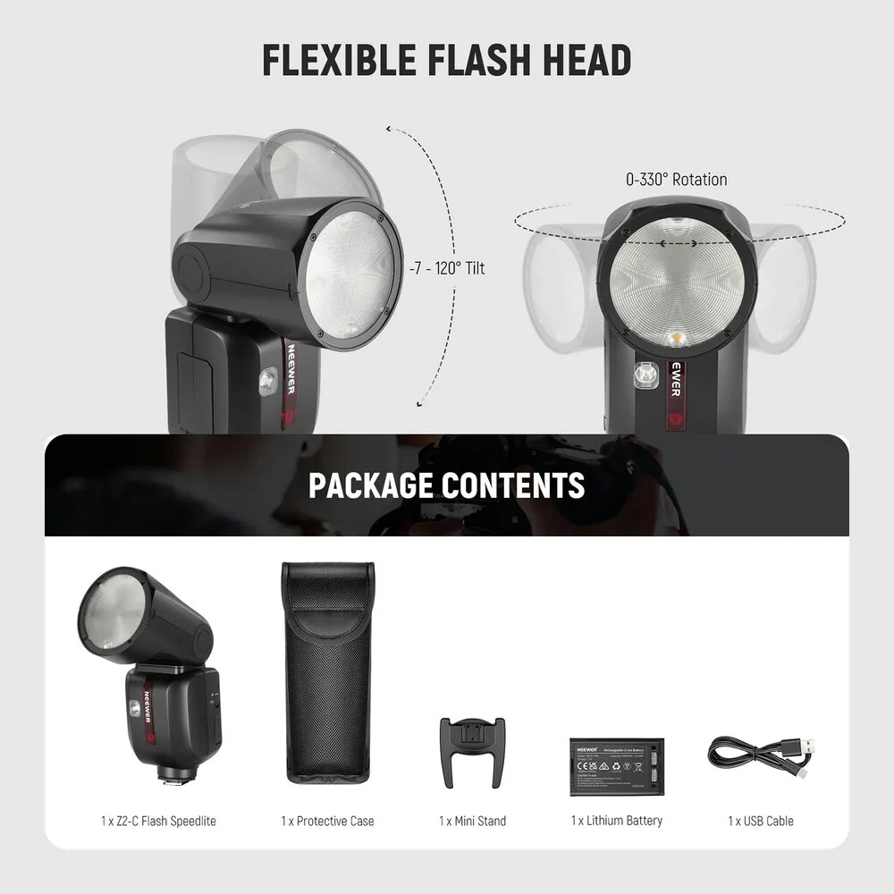 Neewer Z2-N TTL Round Head Flash Speedlite for Nikon (Battery Kit) - Image 2