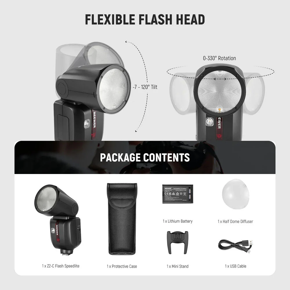 Neewer Z2-N TTL Round Head Flash Speedlite for Nikon (Diffuser Kit) - Image 2