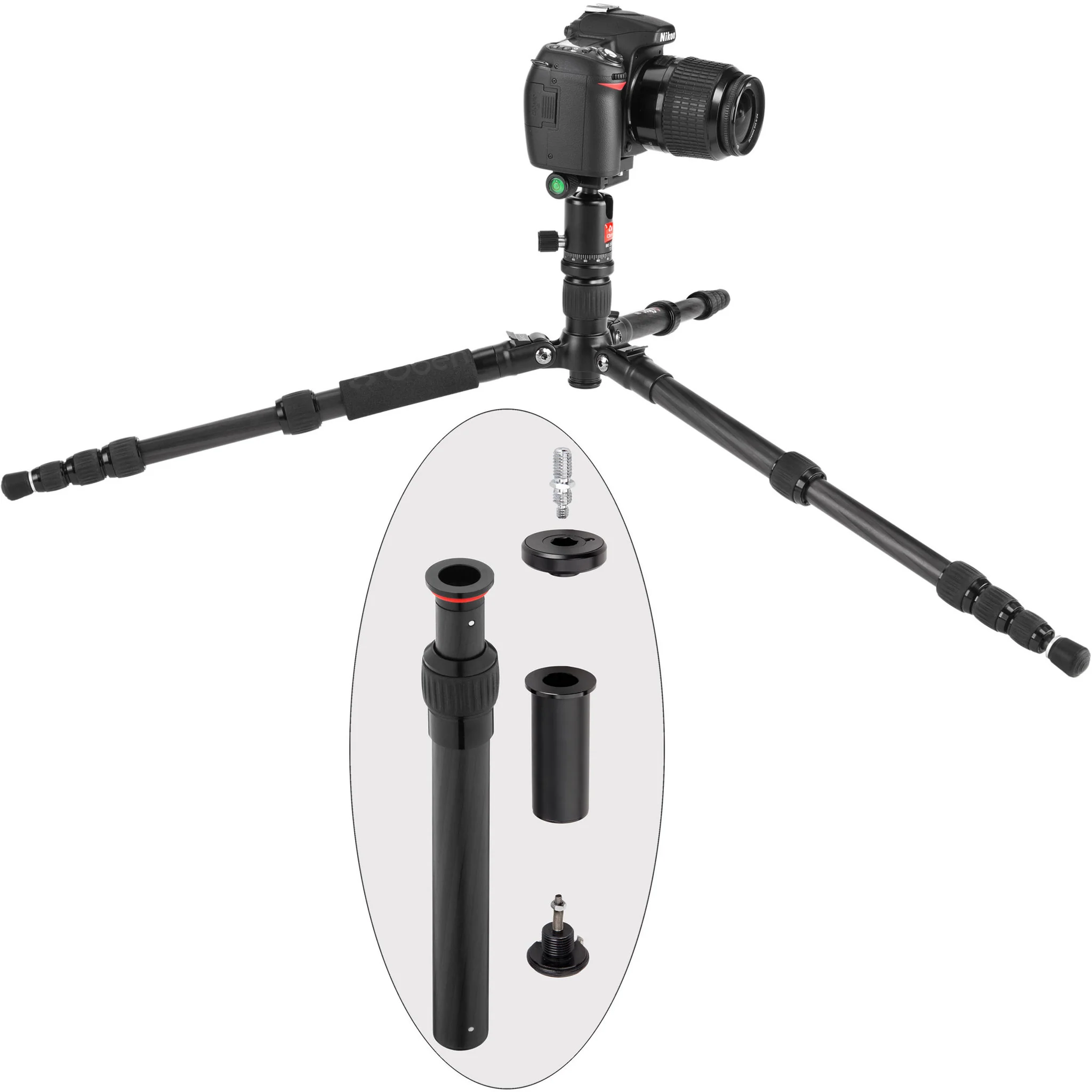 Oben CT-3535 Folding Carbon Fiber Travel Tripod with BE-208T Ball Head - Image 9