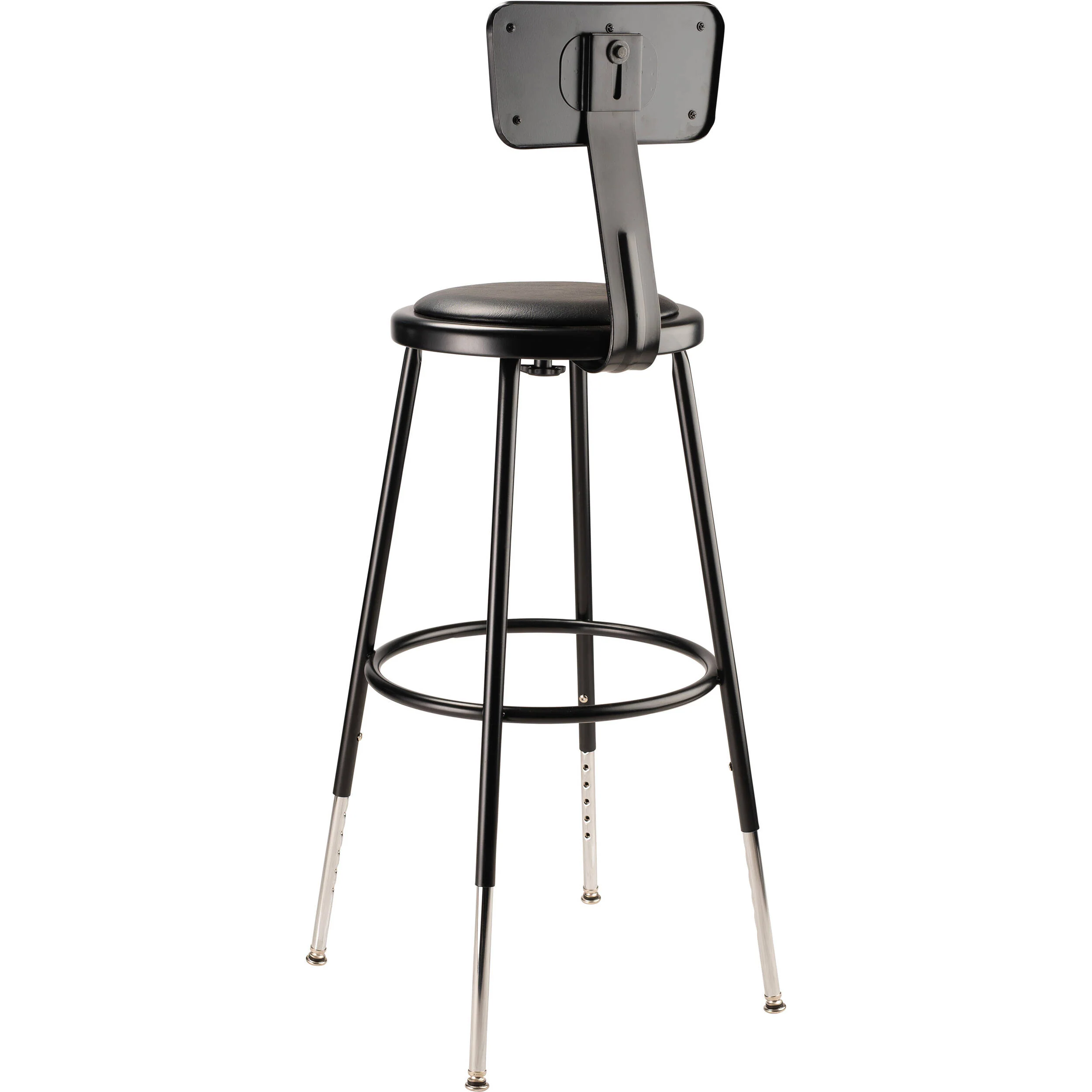 Oklahoma Sound Vinyl Padded?Adjustable Height Stool?with Backrest (24.5 - 32.5", Black) - Image 3