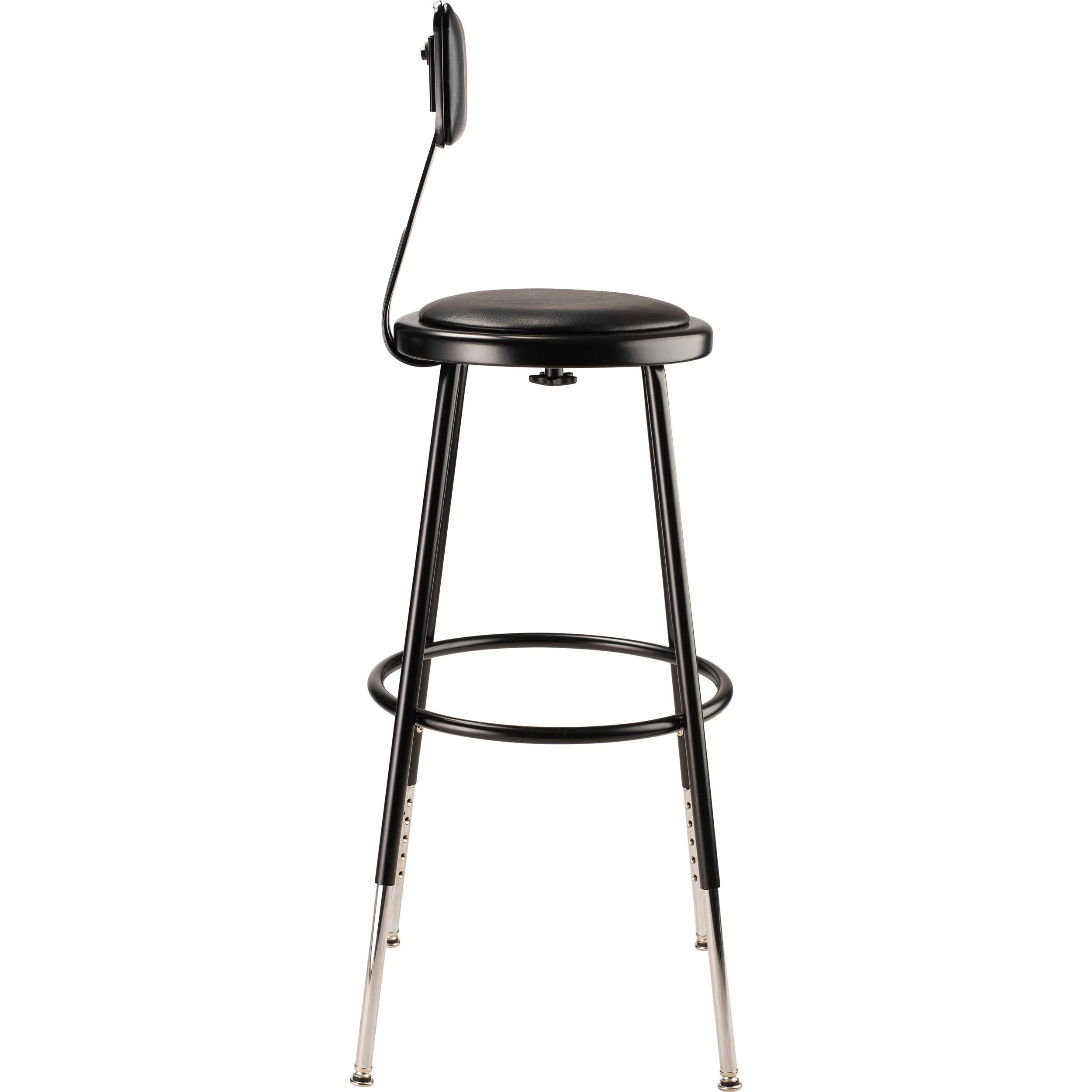 Oklahoma Sound Vinyl Padded?Adjustable Height Stool?with Backrest (24.5 - 32.5", Black) - Image 4