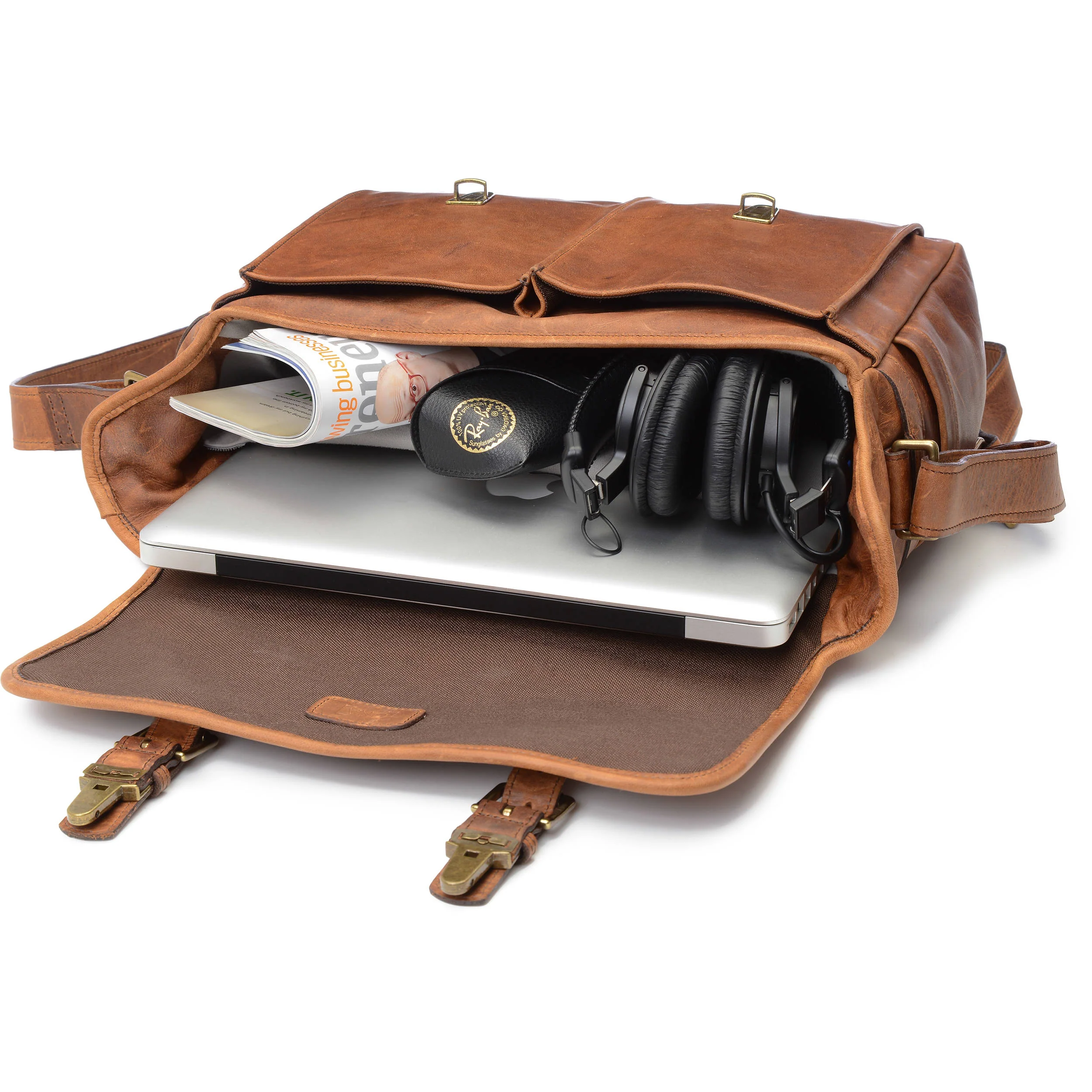 ONA Brixton Camera/Laptop Messenger Bag (Leather, Antique Cognac) - Image 6