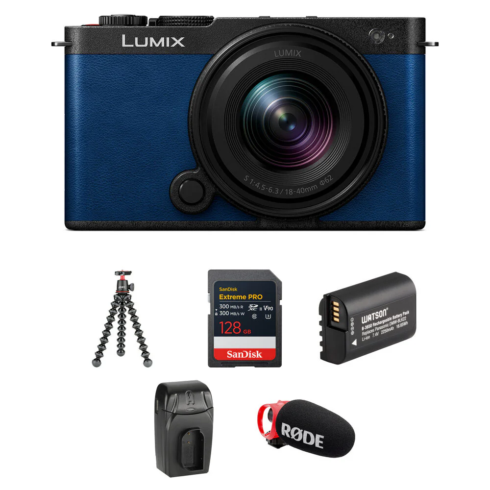 Panasonic Lumix S9 Mirrorless Camera and 18-40mm f/4.5-6.3 Lens and Content Creation Kit (Night Blue)