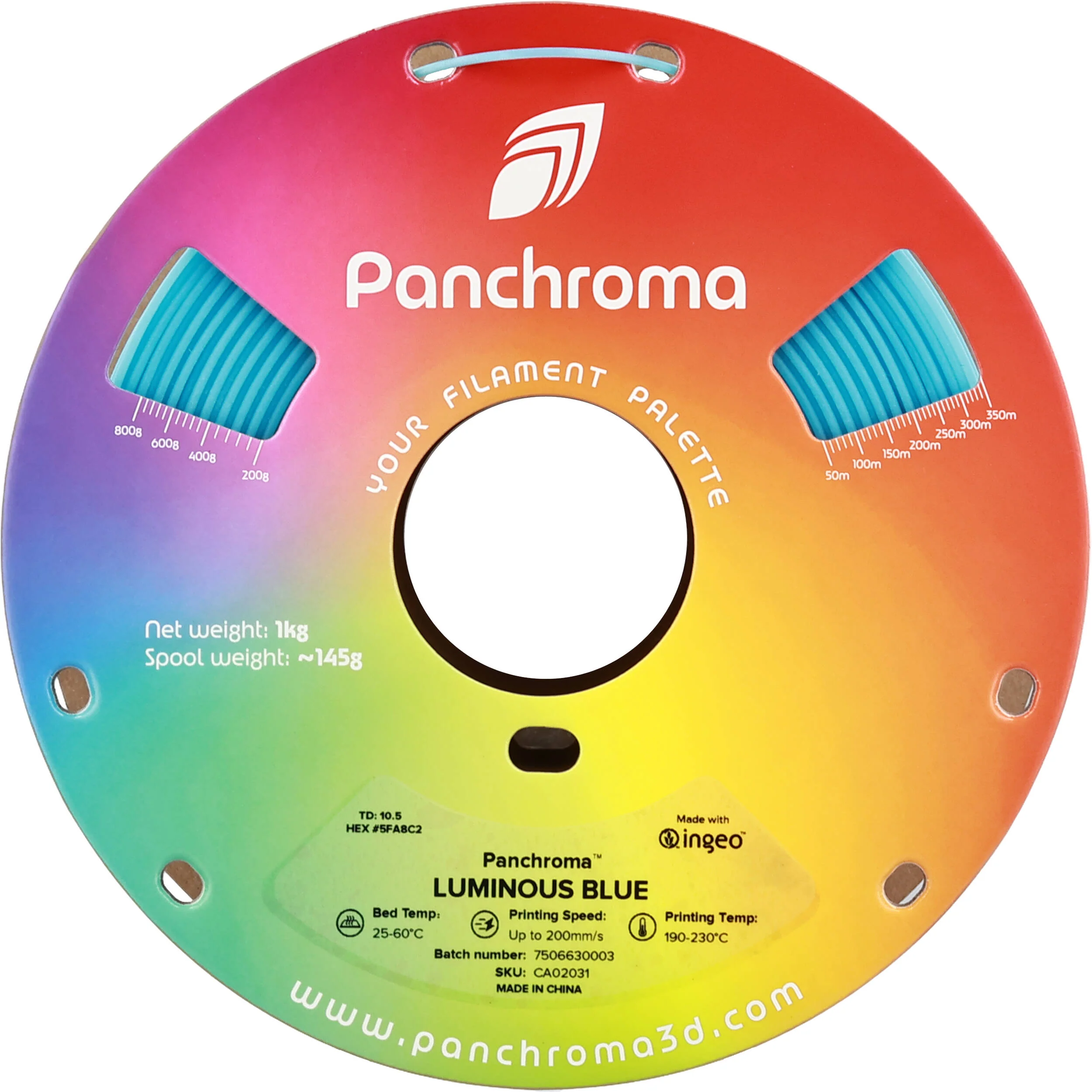 Polymaker Panchroma Luminous PLA Filament (1kg, Luminous Blue) - Image 4