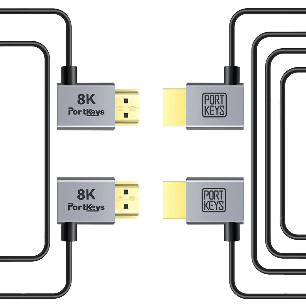 PORTKEYS Right-Angle Standard HDMI Cable Set (Pair, 1.1 & 3.2') - Image 3