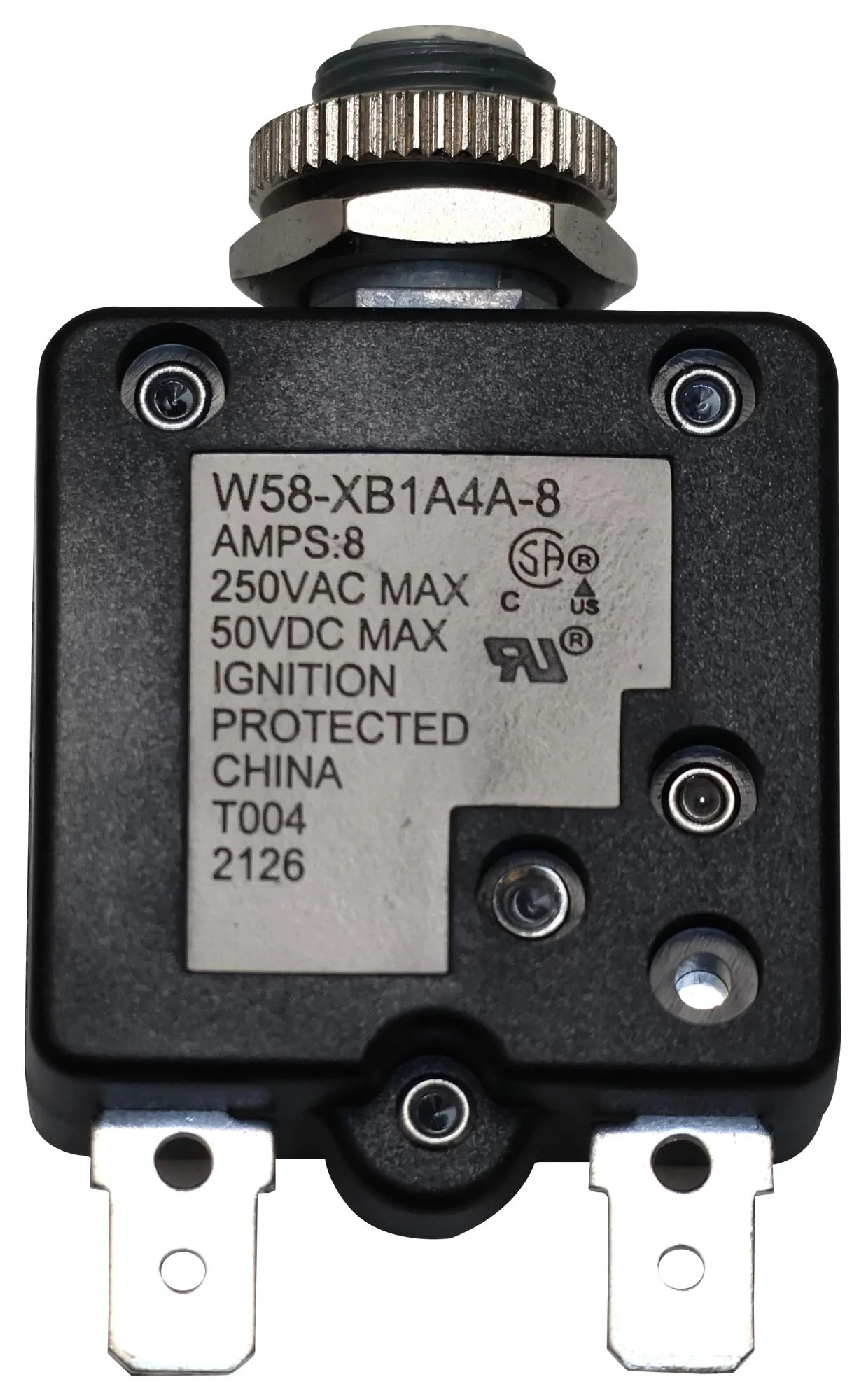 POTTER&BRUMFIELD - TE CONNECTIVITY W58-XB1A4A-8 Thermal Circuit Breaker, Push-to-Reset, W58 Series, 8 A, 1 Pole, 50 V, 250 V, Panel - Image 2