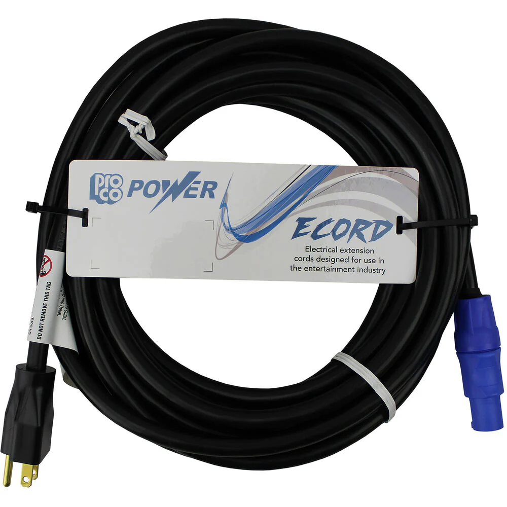 Pro Co Sound eCord Neutrik powerCON NAC3FCA Male to NEMA 5-15P Male Cable (3') - Image 3