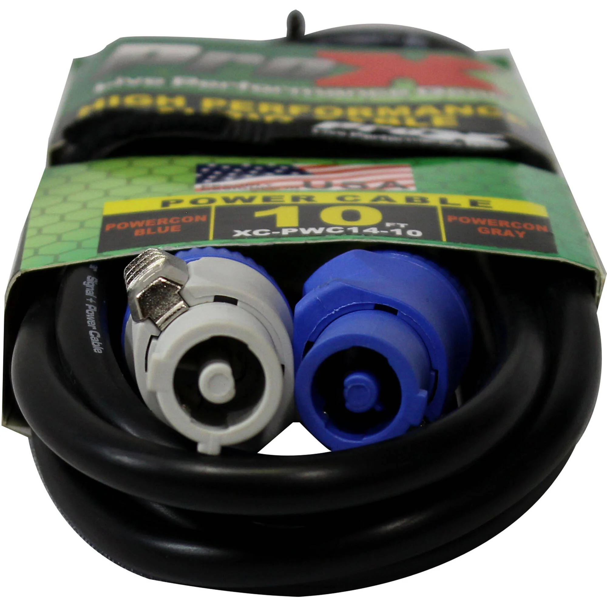 ProX 14 AWG High-Performance powerCON-Type Grey Male to Blue Male Cable (10') - Image 3