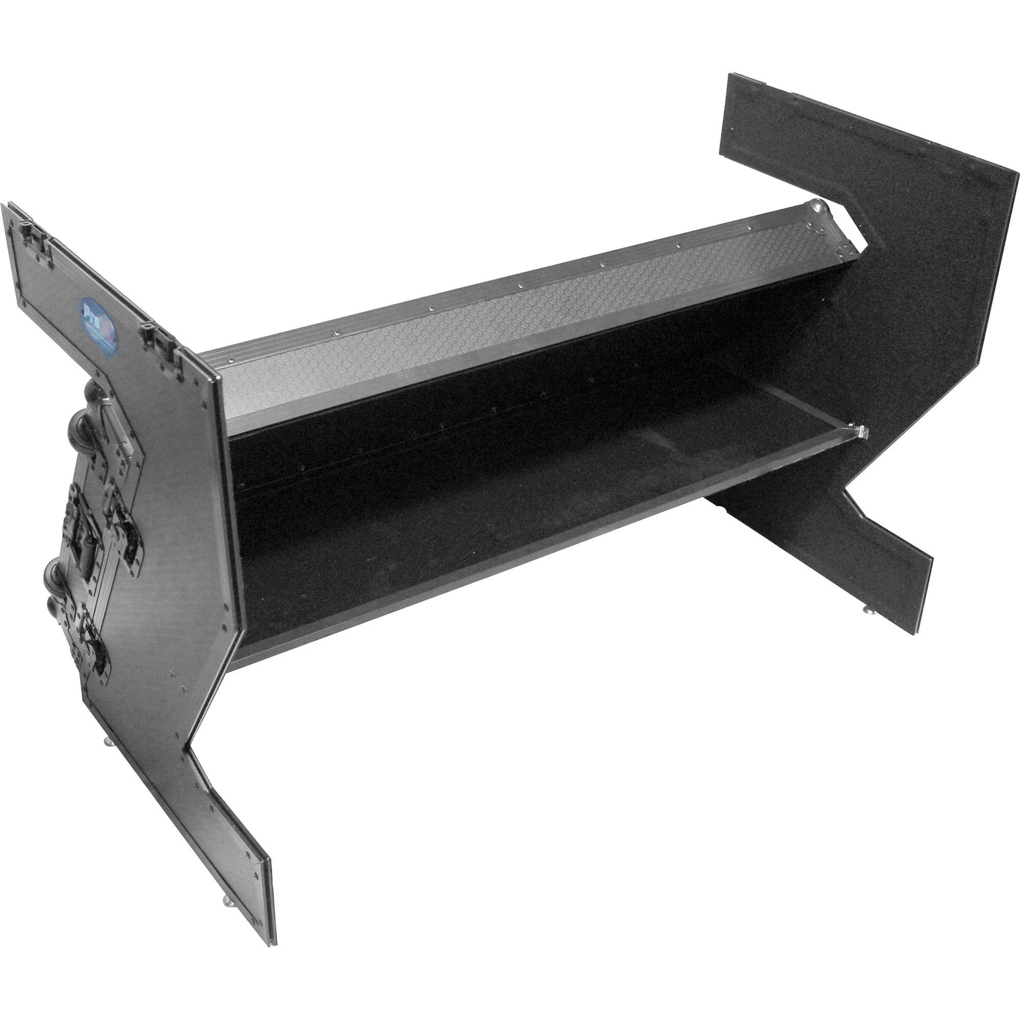 ProX DJ Z-Table MK2 Portable Z-Style DJ Table Flight Case with Handles & Wheels (Black on Black) - Image 12