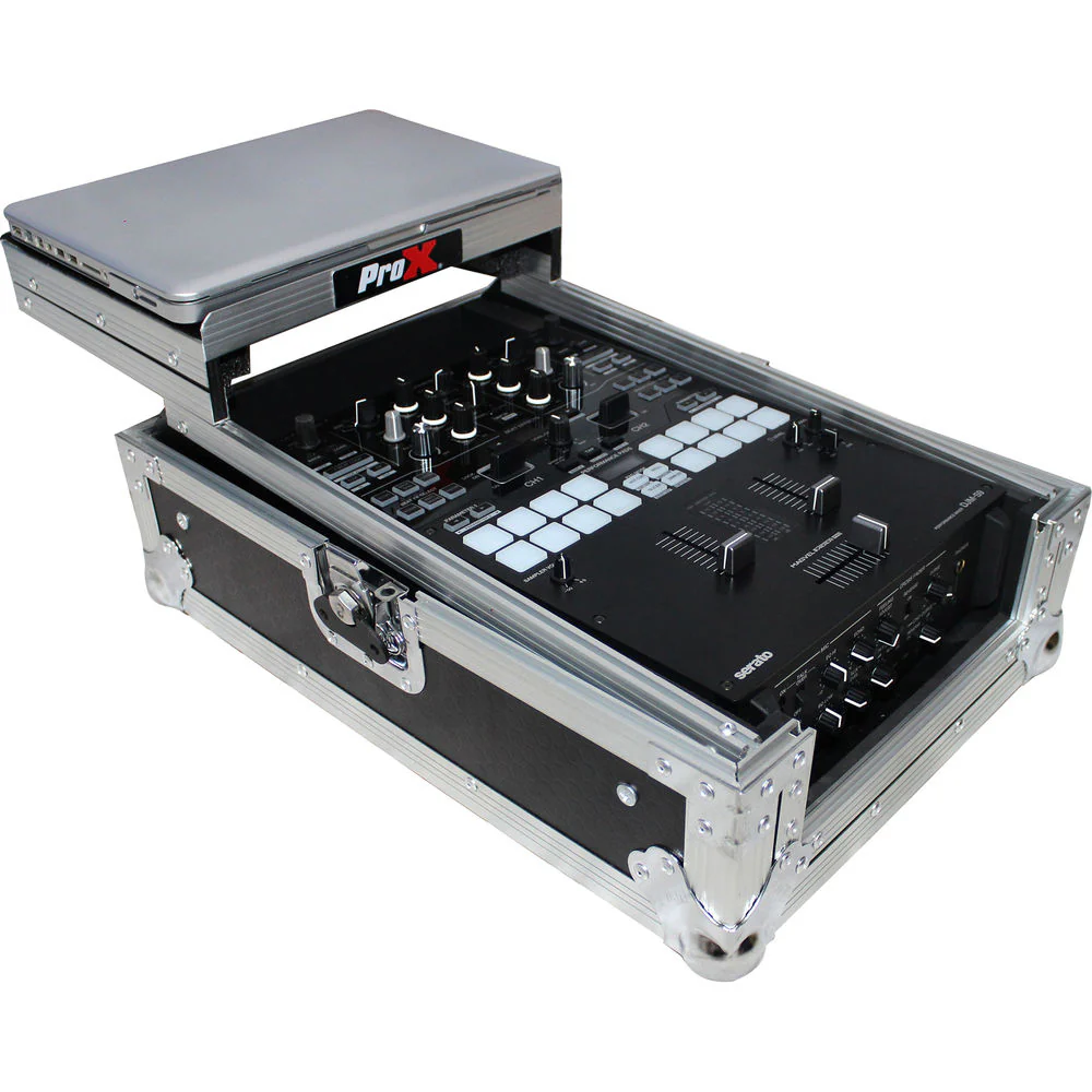 ProX XS-DJMS9LT Flight Case with Sliding Laptop Shelf for Pioneer DJM-S9 Mixer (Silver on Black) - Image 3