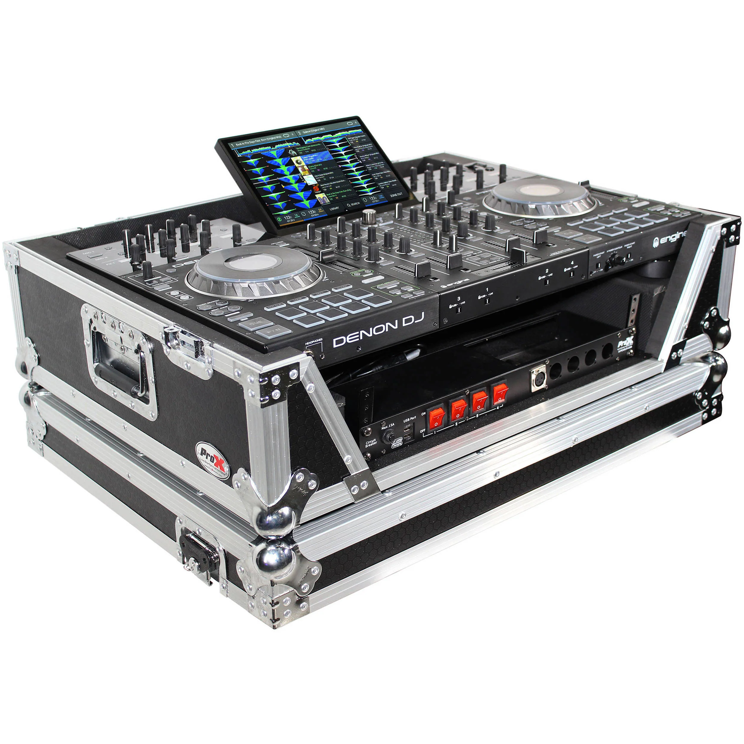 ProX XS-PRIME4 W Flight Case with 1 RU Rackspace and Wheels for Denon DJ Prime 4 (Silver on Black) - Image 27