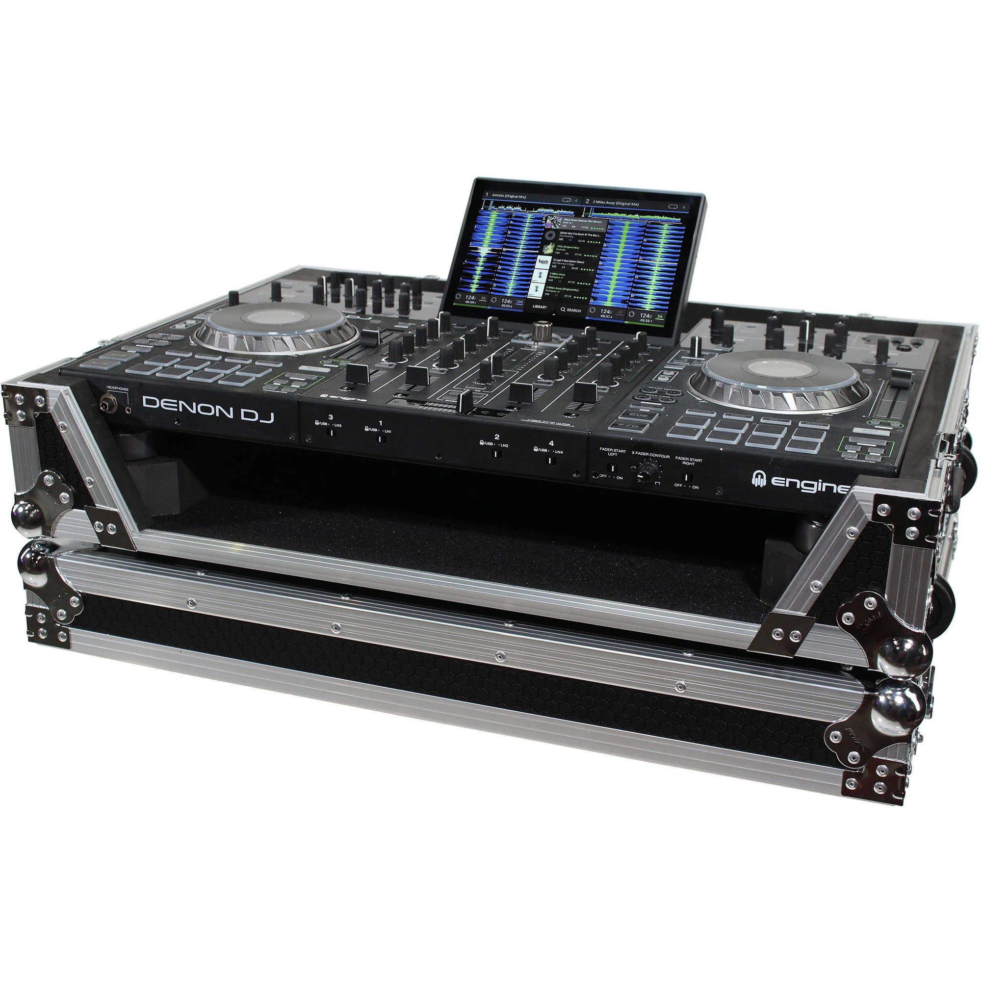 ProX XS-PRIME4 W Flight Case with 1 RU Rackspace and Wheels for Denon DJ Prime 4 (Silver on Black) - Image 6