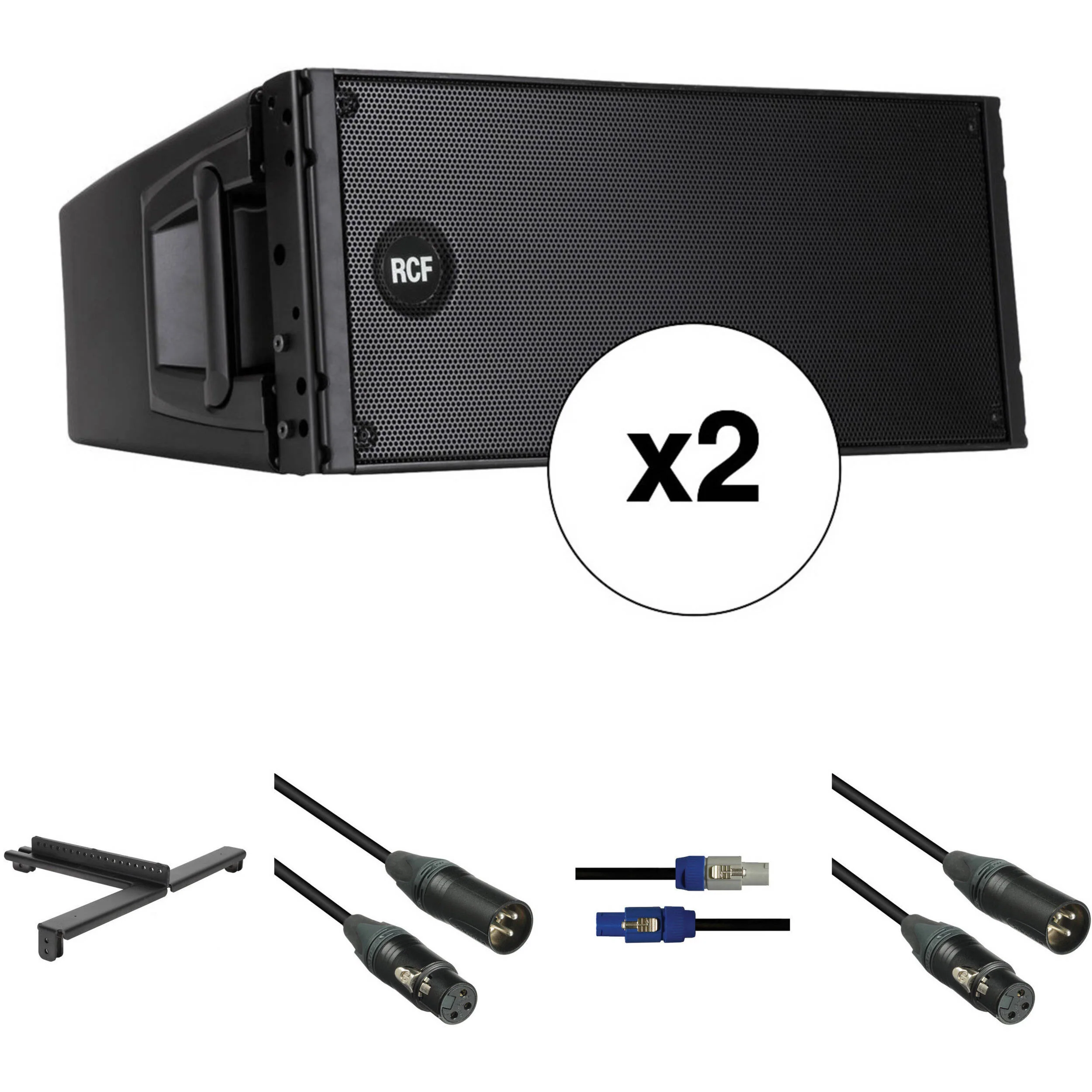 RCF HDL20-A Dual 10" 1400W Active Line Array Module Kit with Flybar and Cables (2-Pack)