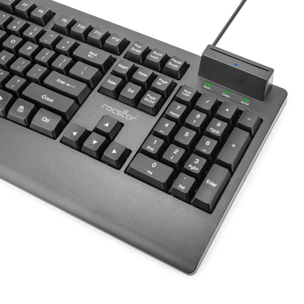 Rocstor KS18 Security USB Keyboard with Built-In Smart Card Reader - Image 6