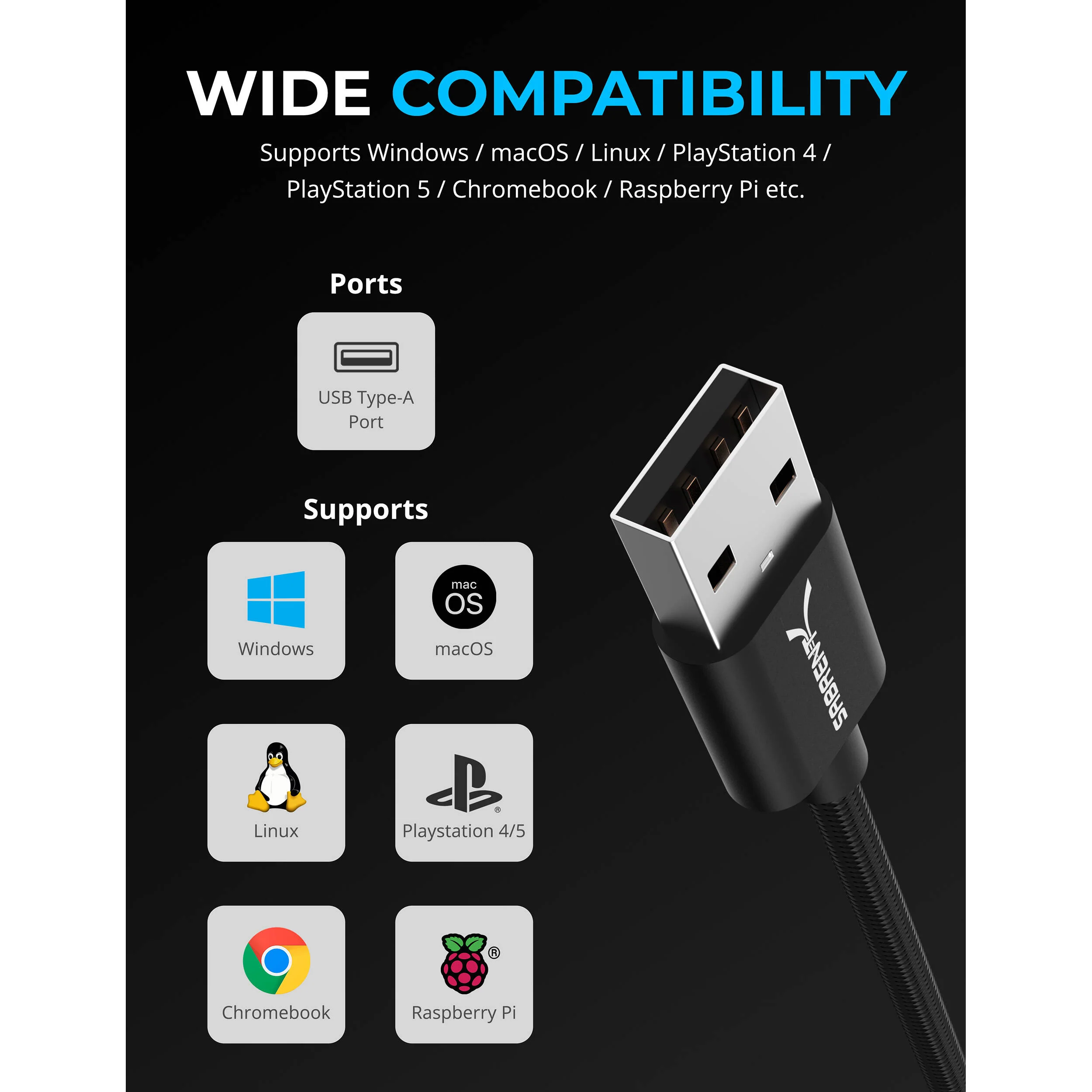 Sabrent USB-A to 3.5mm Audio Jack Active Adapter Cable (20") - Image 6