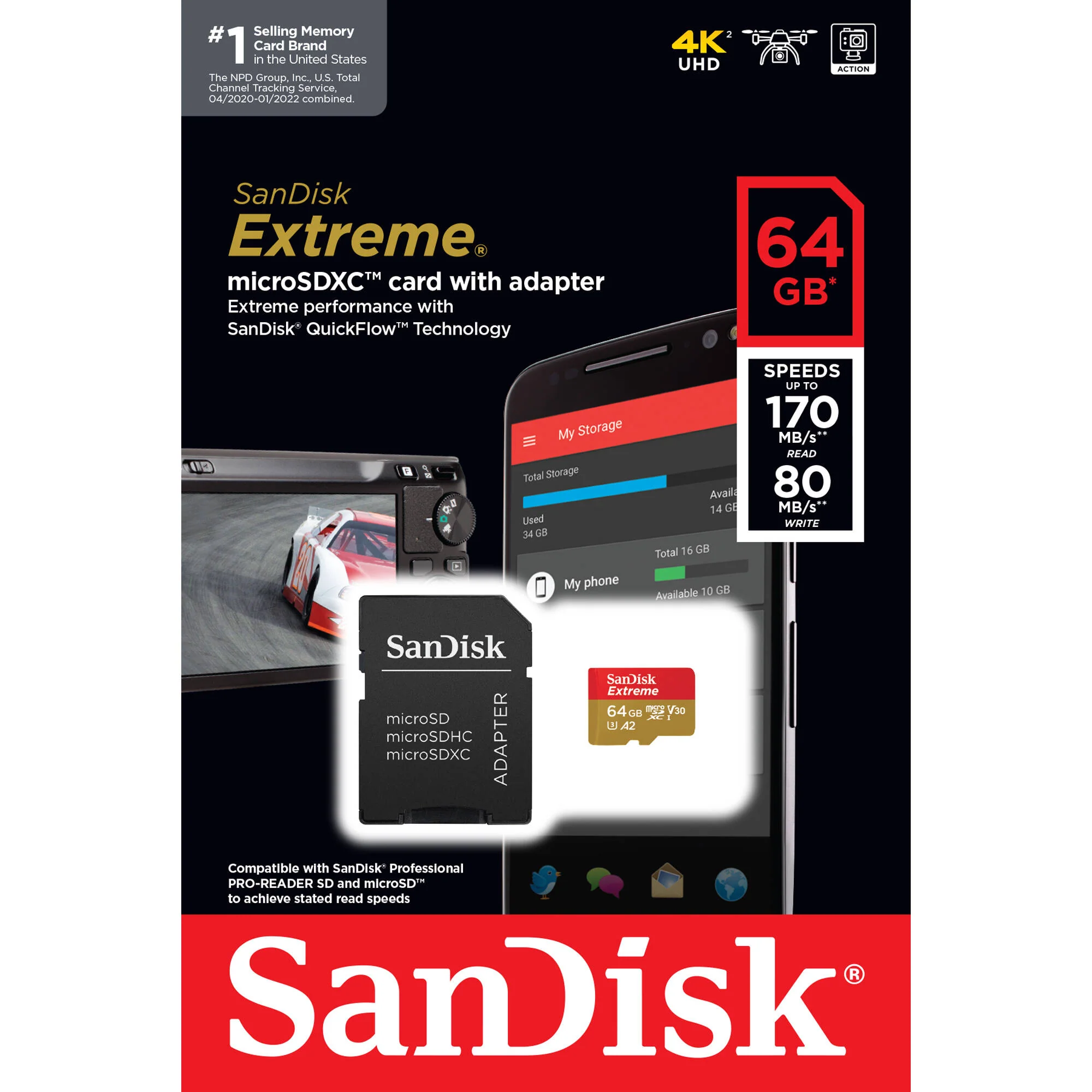 SanDisk 64GB Extreme UHS-I microSDXC Memory Card with SD Adapter - Image 5