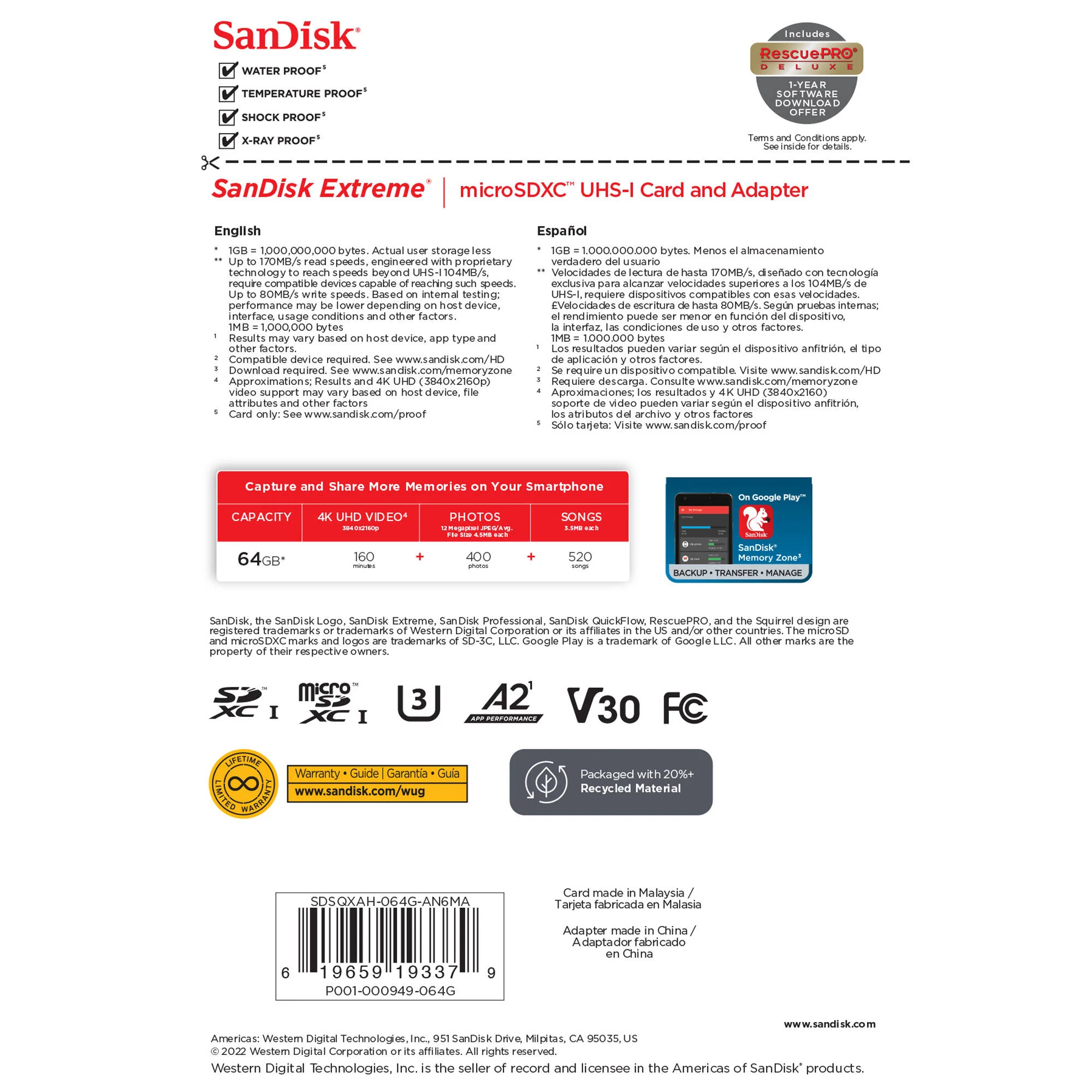 SanDisk 64GB Extreme UHS-I microSDXC Memory Card with SD Adapter - Image 6