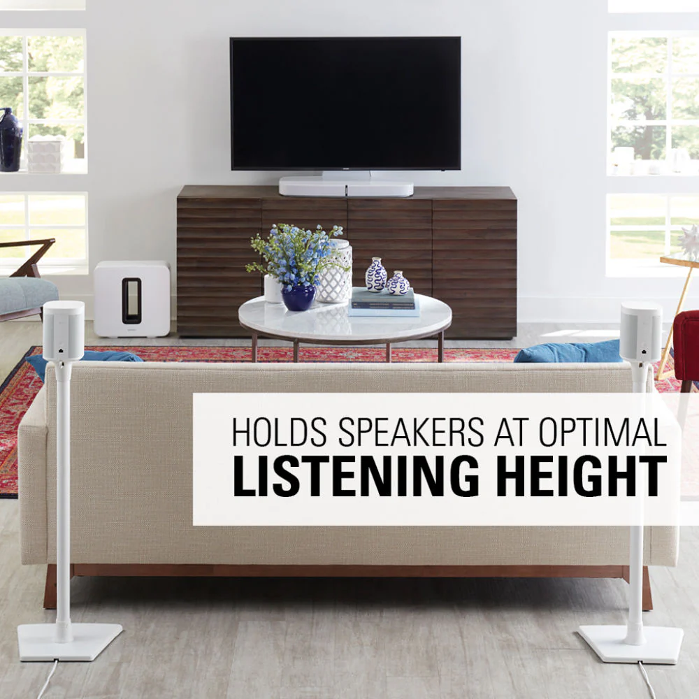 SANUS WSS22 Wireless Speaker Stands for the Sonos One, PLAY:1 & PLAY:3 (White, Pair) - Image 6
