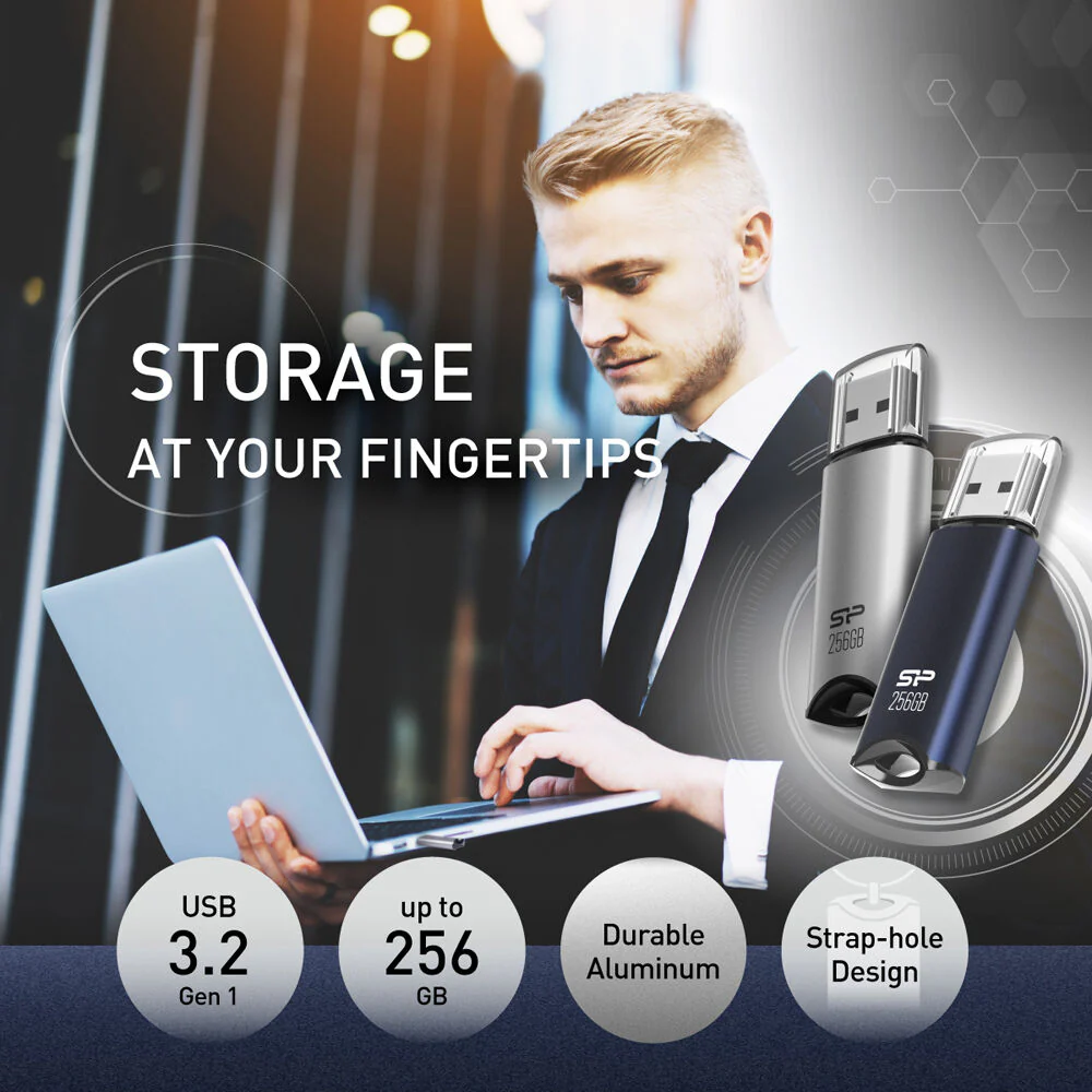 Silicon Power 128GB Marvel M02 USB 3.2 Gen 1 Flash Drive (Silver) - Image 2