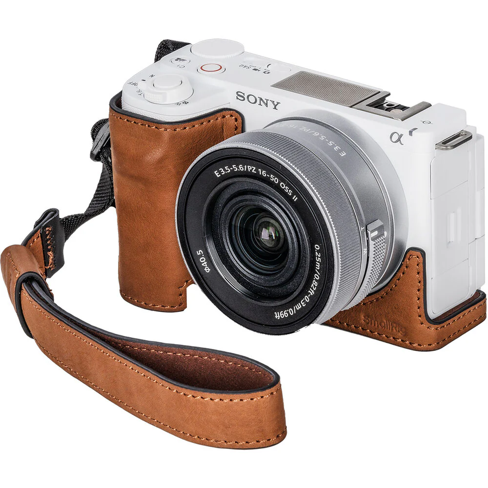 SmallRig Leather Half Case with Wrist Strap for Sony ZV-E10 II (Brown) - Image 2