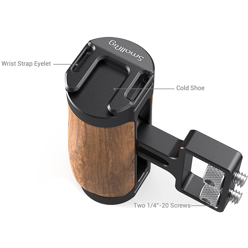 SmallRig Mini Wood Side Handle with Dual 1/4"-20 Screw Mount - Image 5