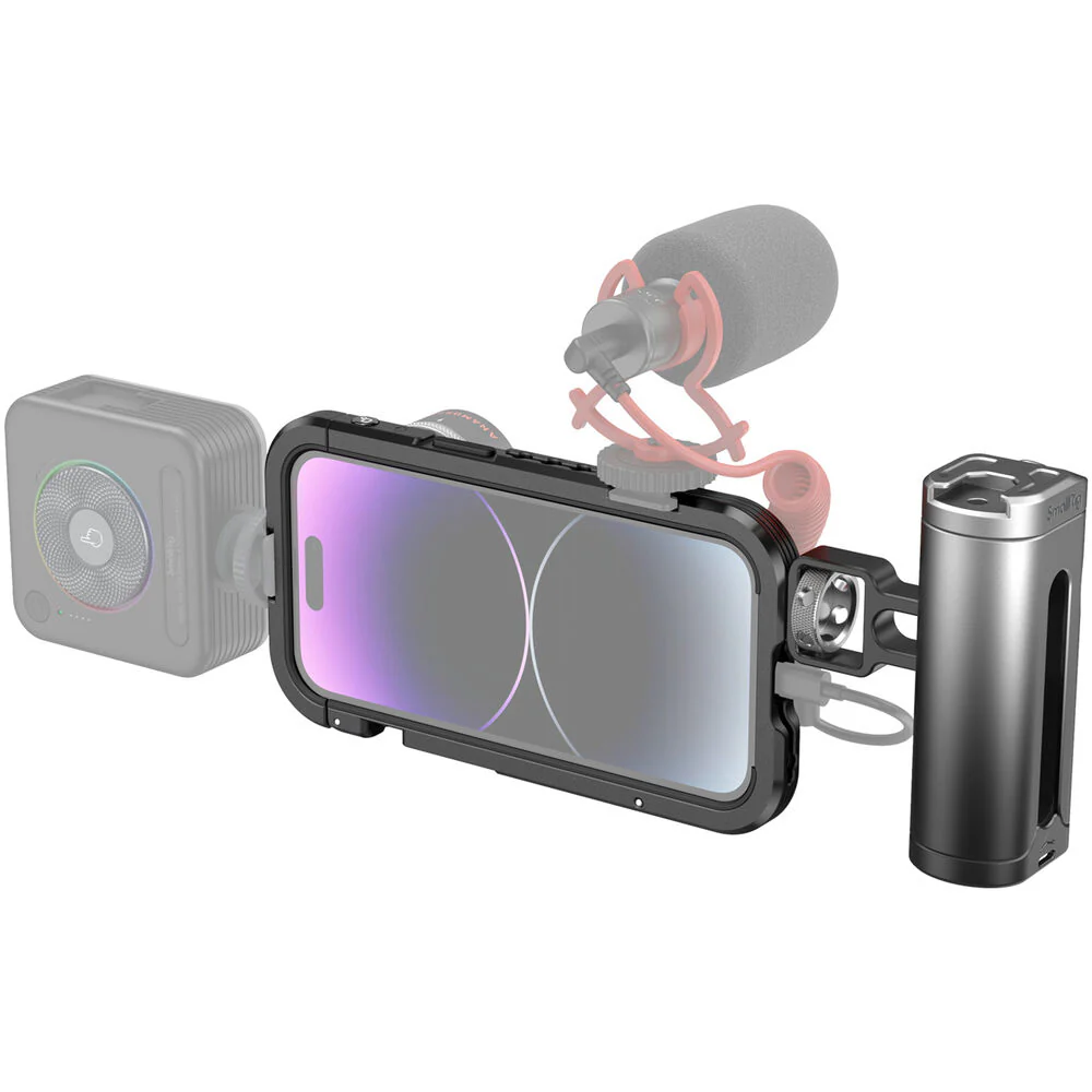 SmallRig Mobile Video Cage Kit with Single Handle for iPhone 14 Pro - Image 4