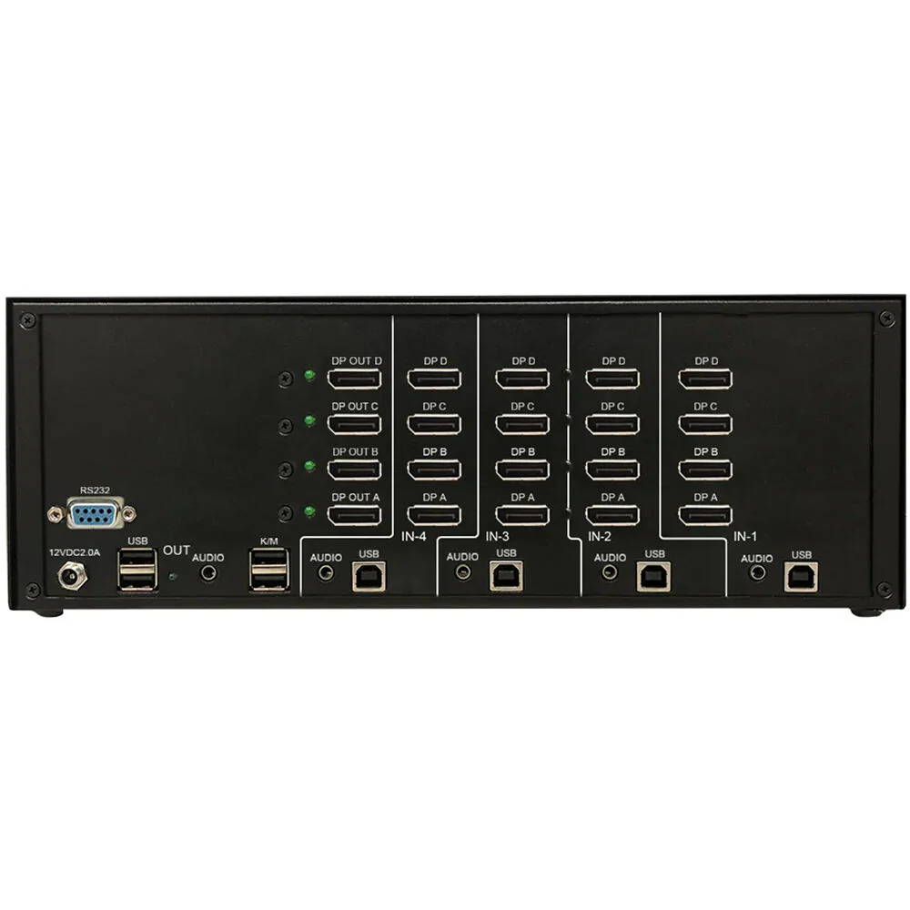 Smart-AVI 4-Port Quad-Head DisplayPort KVM Switch with USB 2.0 & Aux Emulation - Image 3
