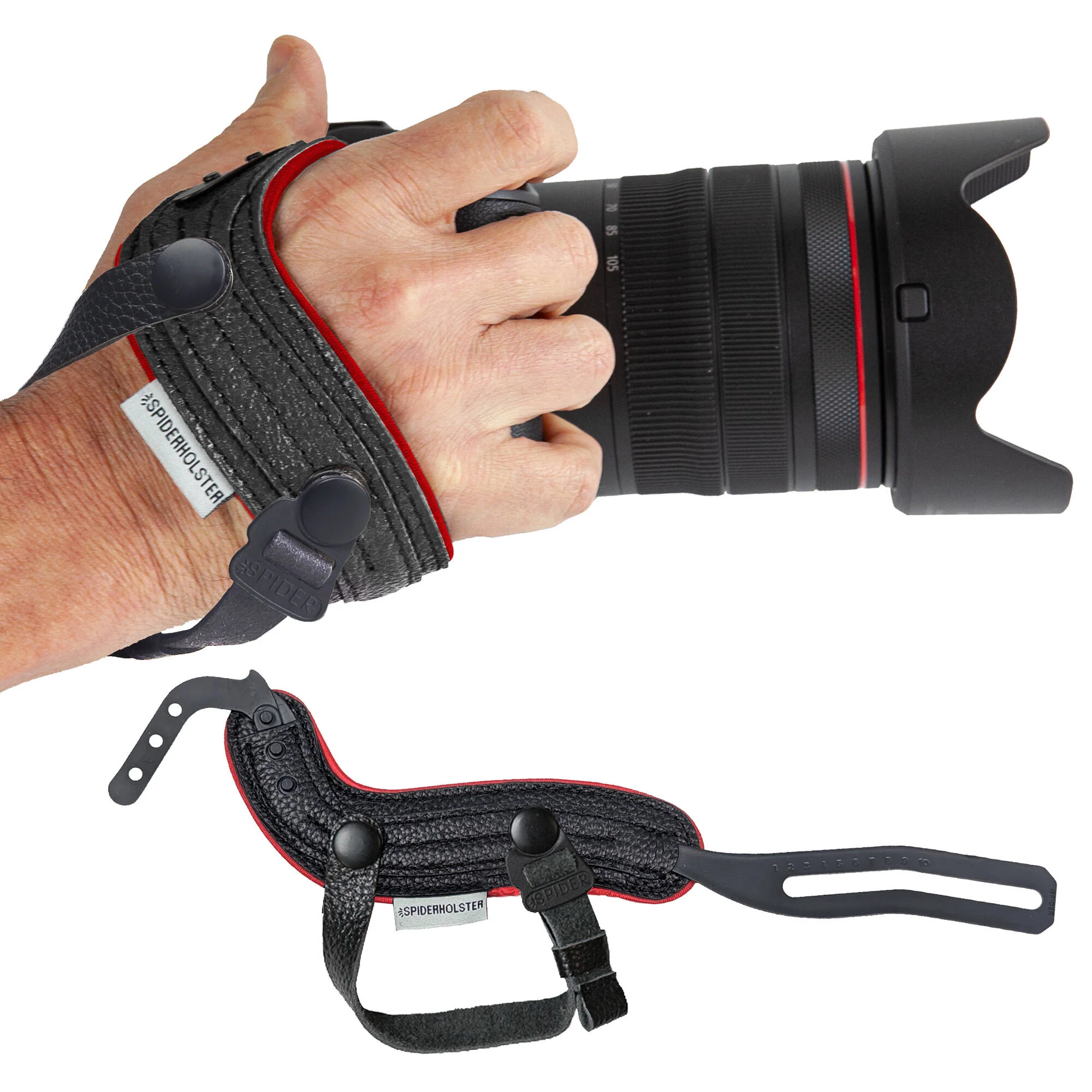 Spider Camera Holster SpiderPro Hand Strap v2 (Black with Red Trim) - Image 2