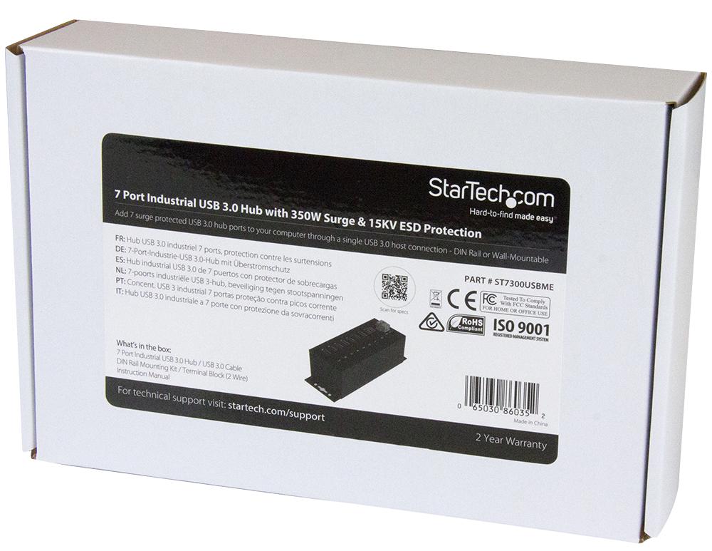 STARTECH HB30A7AME Hub, 7 Port, Industrial, USB 3.0, Mains Powered GTIN UPC EAN: 0065030881876 - Image 4