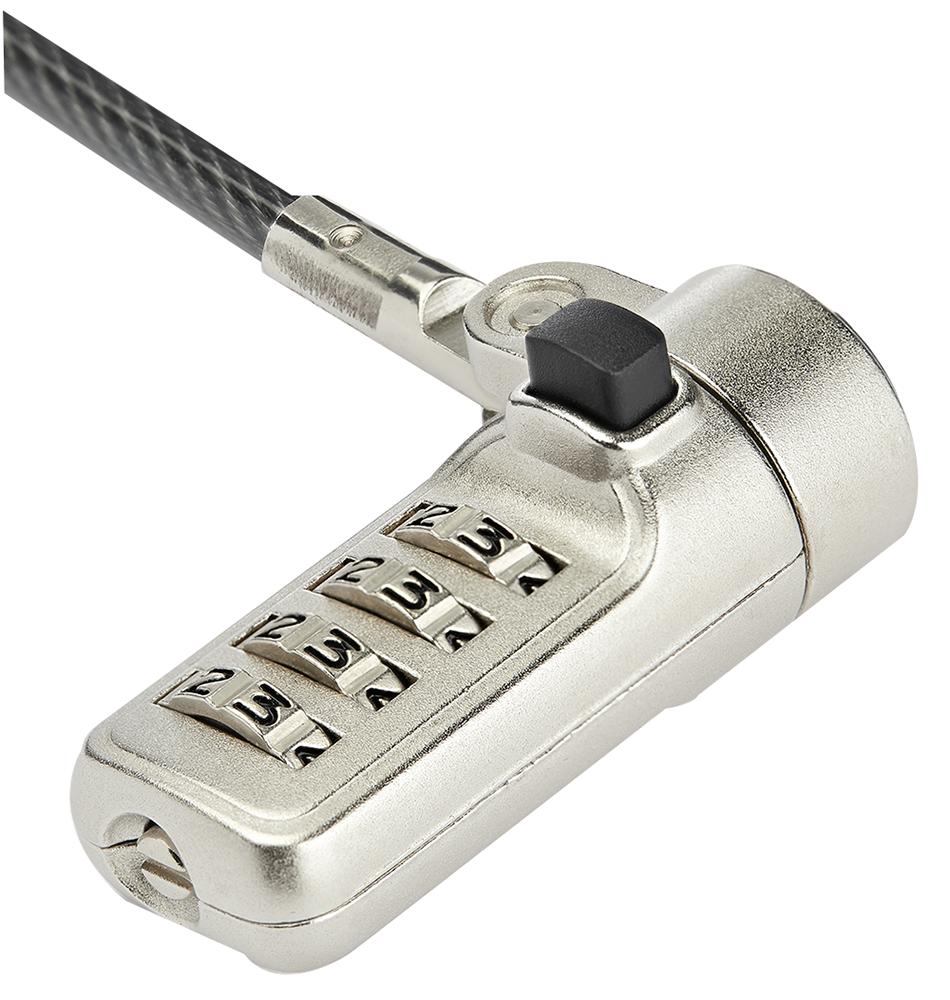 Startech Ltlocknbl LTLOCKNBL Laptop Cable Lock Wedge Slot Portable 4 Digit 2 m Black &amp; Silver - Image 3