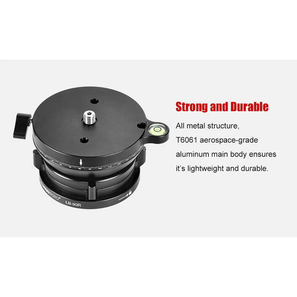 Sunwayfoto LB-90R Leveling Base&nbsp;with Panoramic Platform and External Bubble Level (Black) - Image 4