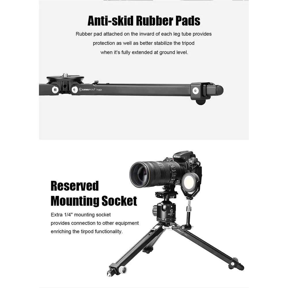 Sunwayfoto T1A21 Aluminum Tabletop Tripod - Image 4