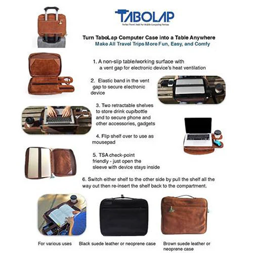 TaboLap Workstation Laptop Case for up to 13" Device (Suede Leather, Saddle Brown) - Image 15