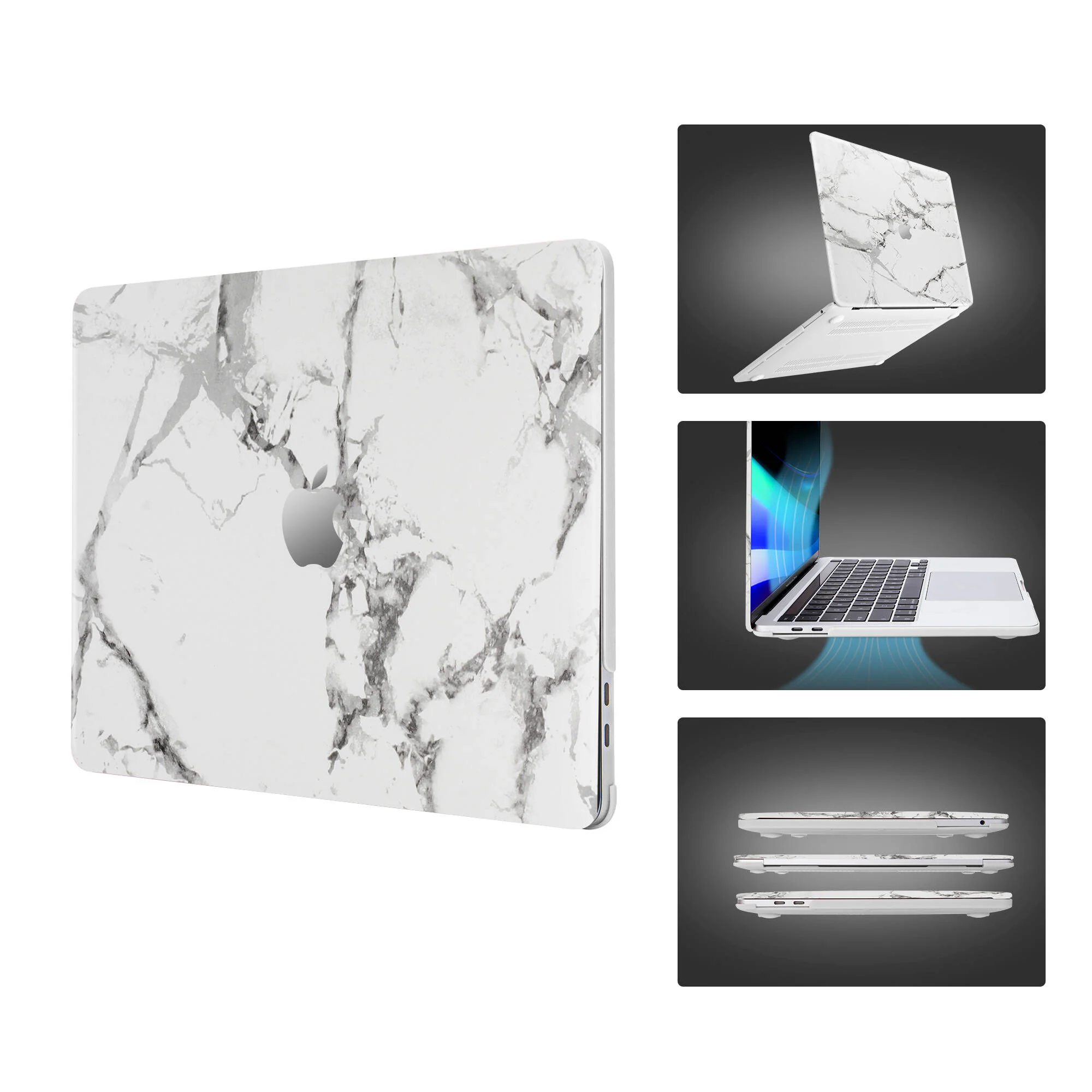 TechProtectus Hard-Shell Case with Keyboard Cover and Screen Protector for Apple 13" MacBook Air (White Marble) - Image 4