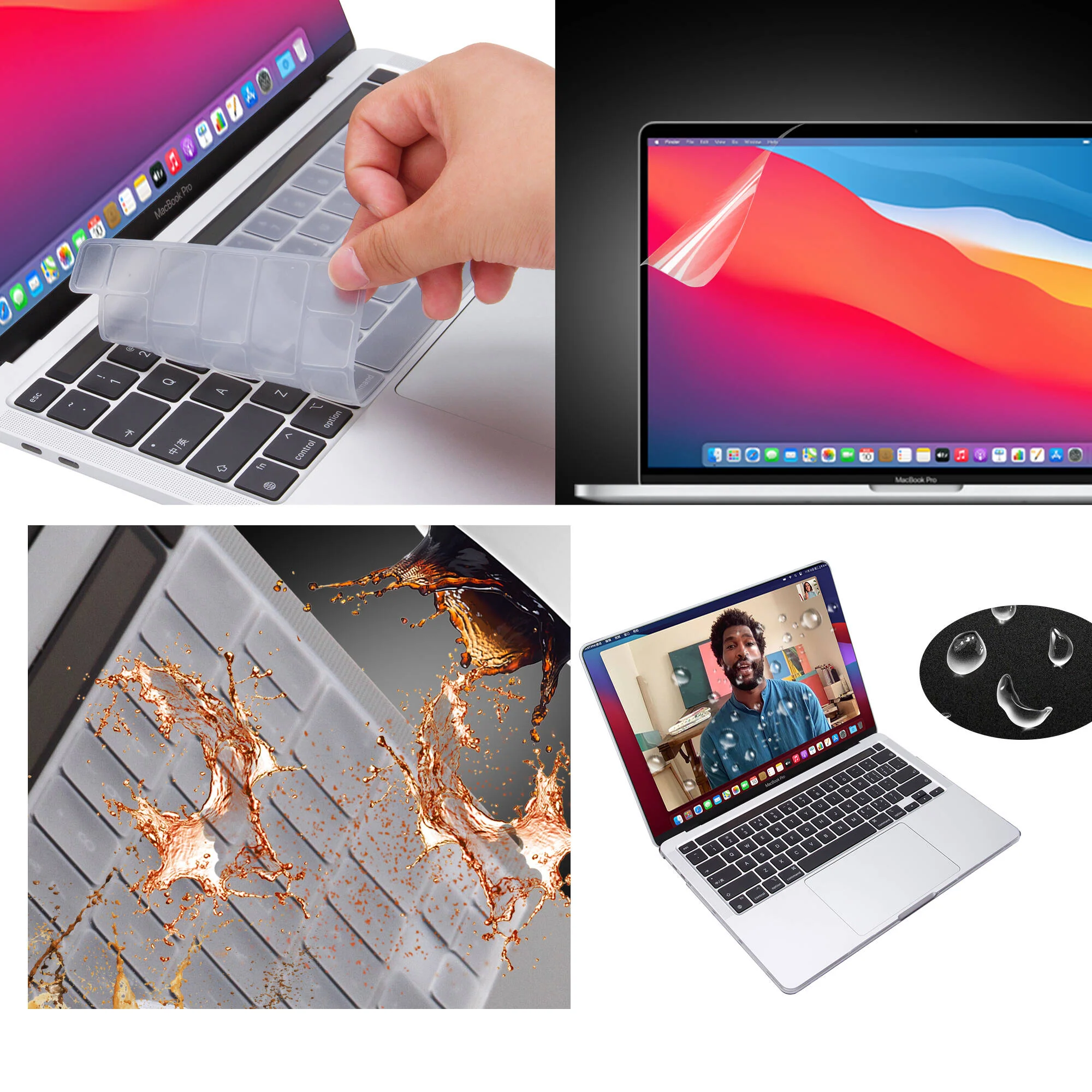 TechProtectus Hard-Shell Case with Keyboard Cover and Screen Protector for Apple 13" MacBook Pro M1/M2 (White Marble) - Image 6