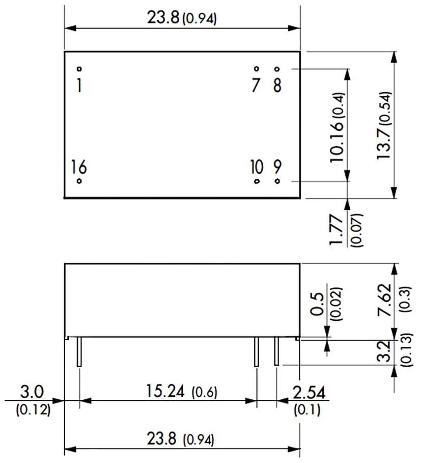TRACO POWER TEL 2-1211 Isolated Through Hole DC/DC Converter, ITE, 2:1, 2 W, 1 Output, 5 V, 400 mA - Image 2