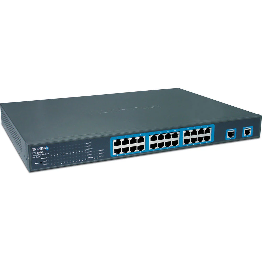 TRENDnet TPE-224WS 24-Port 10/100Mb/s Web Smart PoE Switch with Gigabit Ports & Mini-GBIC Slots - Image 2