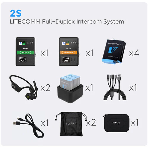 Vaxis Litecomm V1 2S Full-Duplex Wireless Intercom System with Two Headsets (1.9 GHz) - Image 2