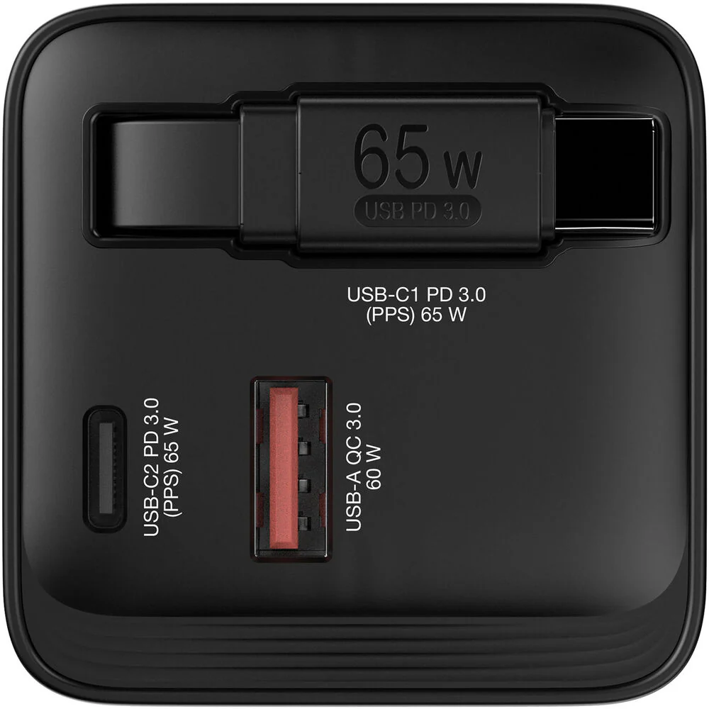 Verbatim 65W 2-Port USB GaN Charger with Retractable Cable - Image 2