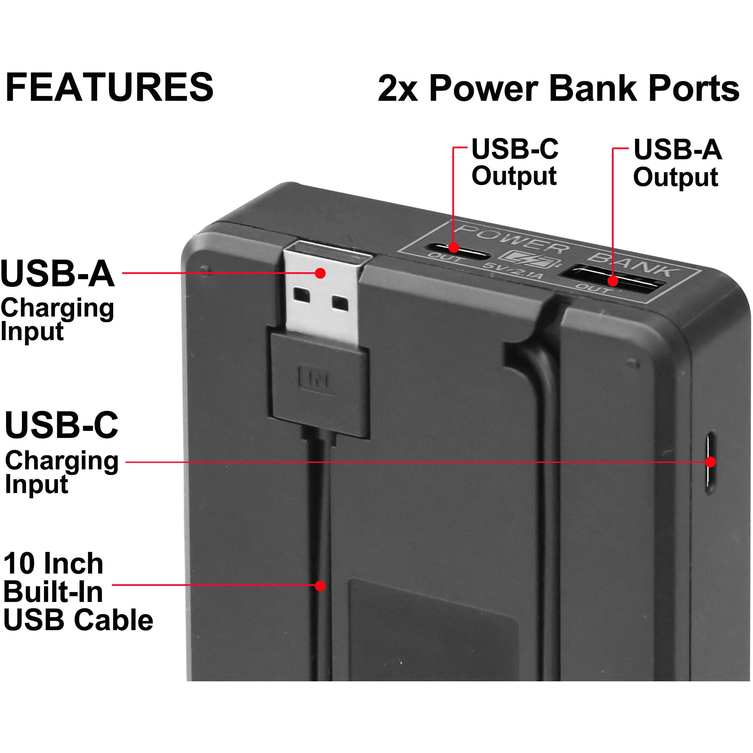Vidpro VDL-22 Dual Bay LCD Charger with Power Bank for Canon BP-508, 511, 512, 522, and 535 - Image 2