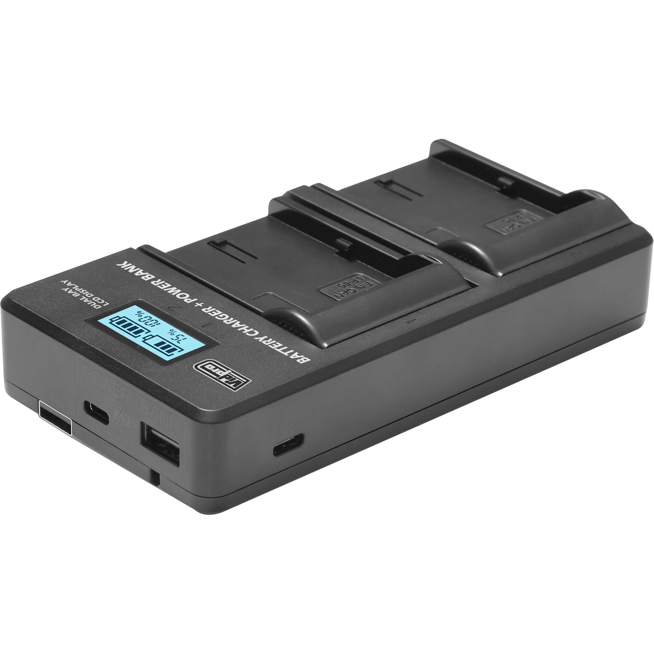 Vidpro VDL-22 Dual Bay LCD Charger with Power Bank for Canon BP-508, 511, 512, 522, and 535 - Image 3