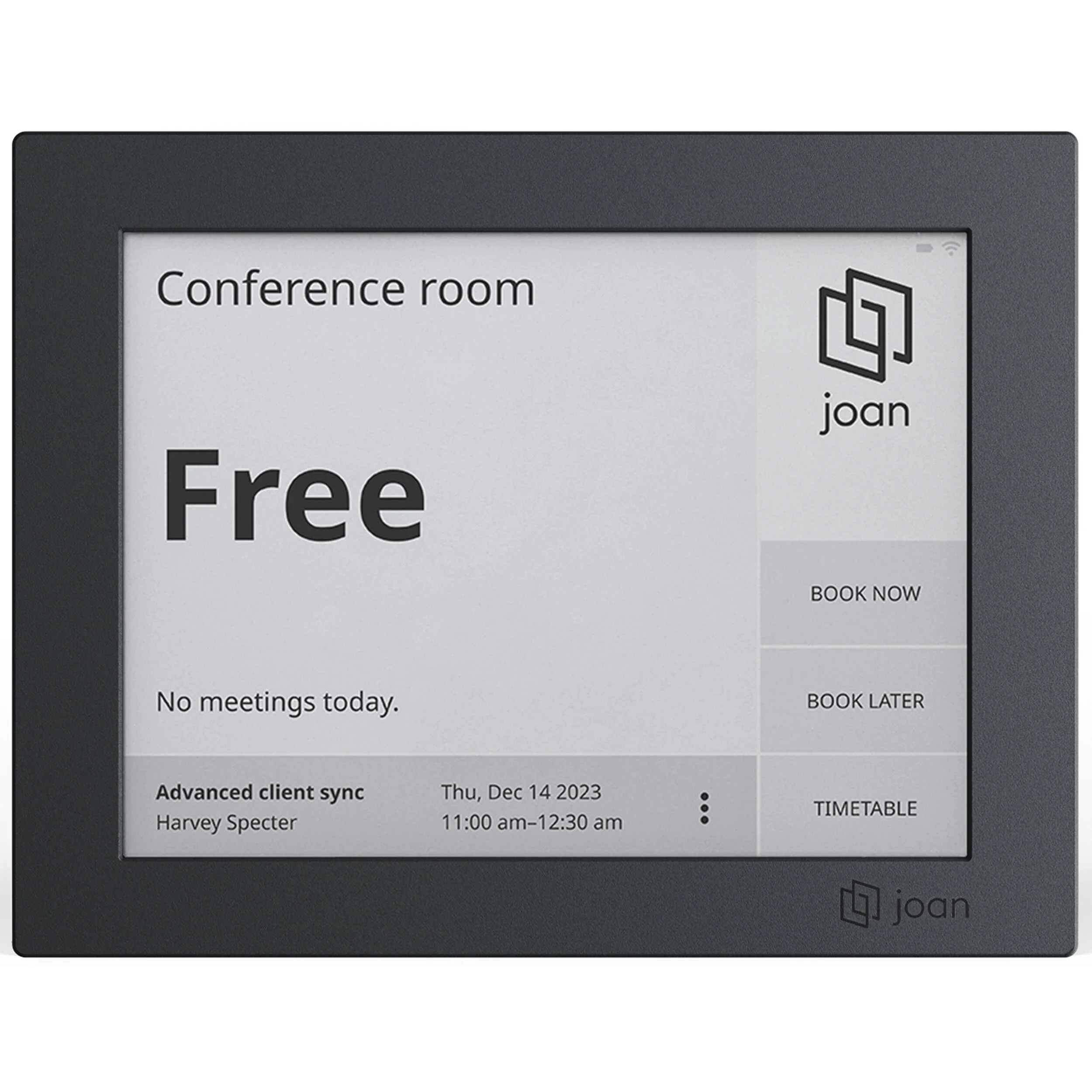 Visionect Joan 6 RE 6" Full HD E-Paper Conference Room Booking Display (Black) - Image 3