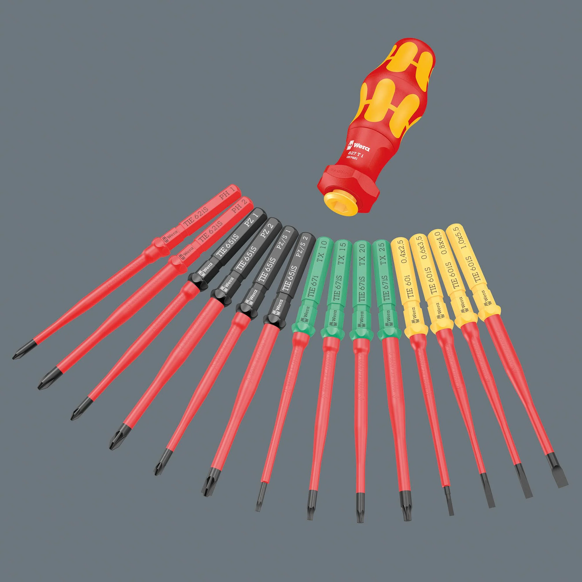 WERA K K TURBO I IMPERIAL 1 TIE Screwdriver Set, VDE, Handle/Phillips/Slotted/Torx/Hook and Loop Fastener Strip, 16 Pieces - Image 2
