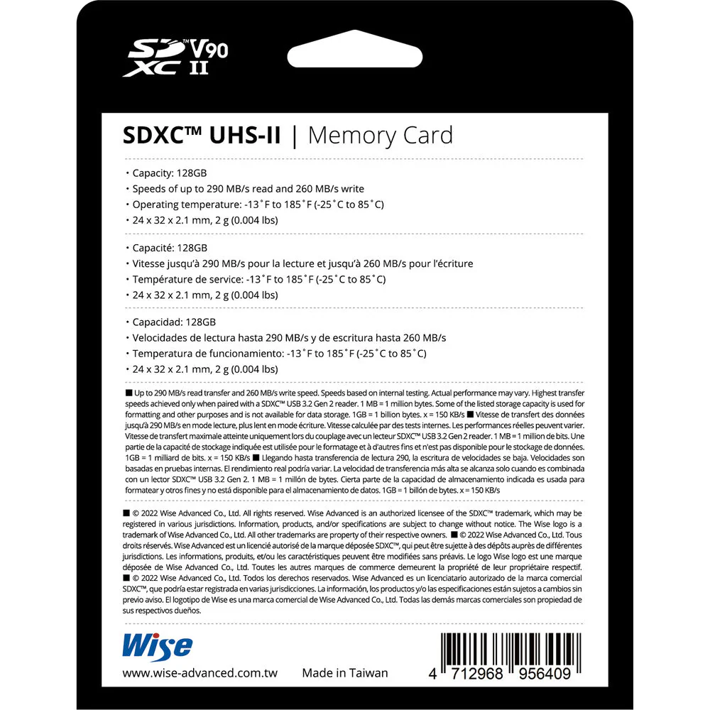 Wise Advanced 128GB SD-N UHS-II SDXC Memory Card - Image 3