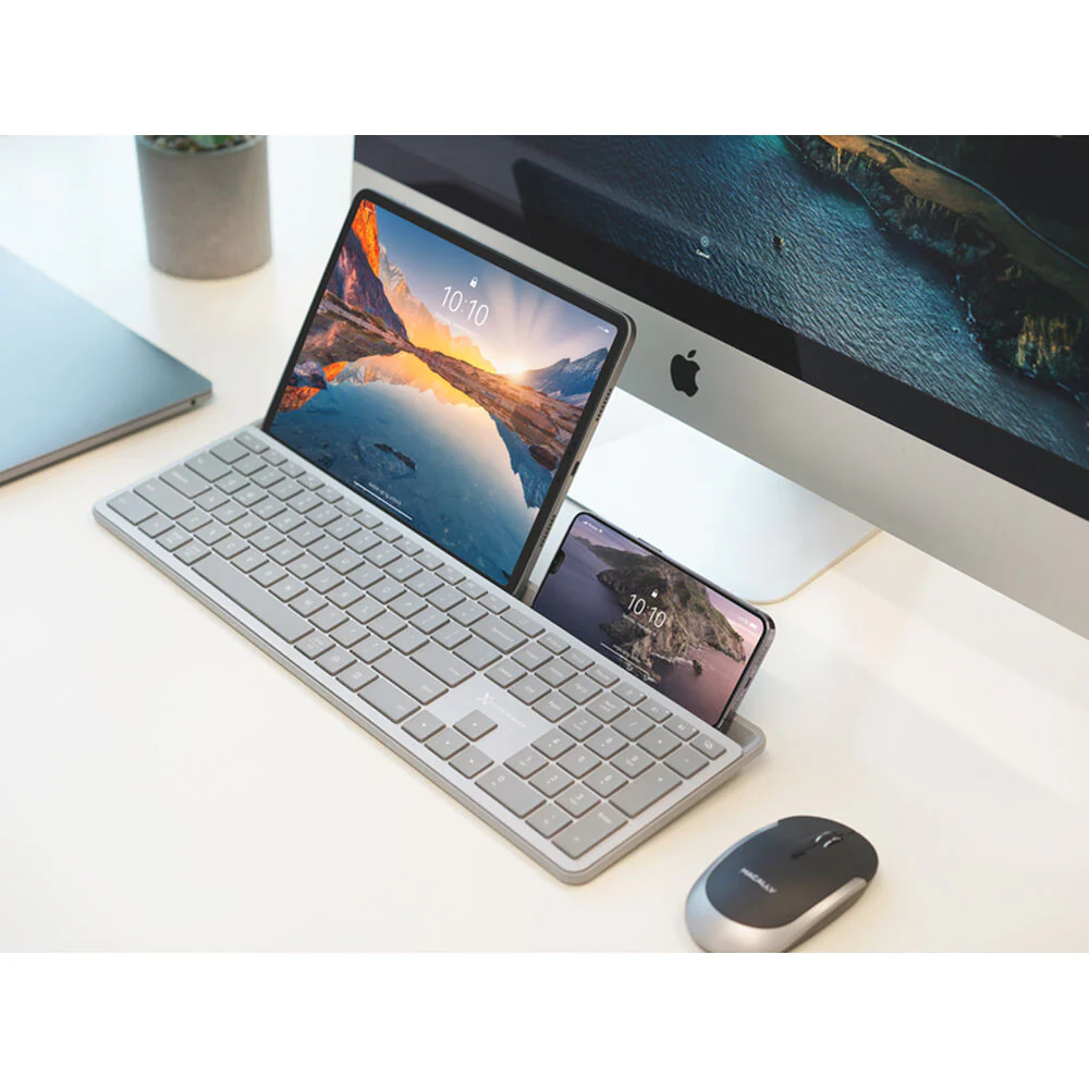 X9 Performance Full-Size Rechargeable Backlit Keyboard with Tablet & Phone Holder (Silver) - Image 6