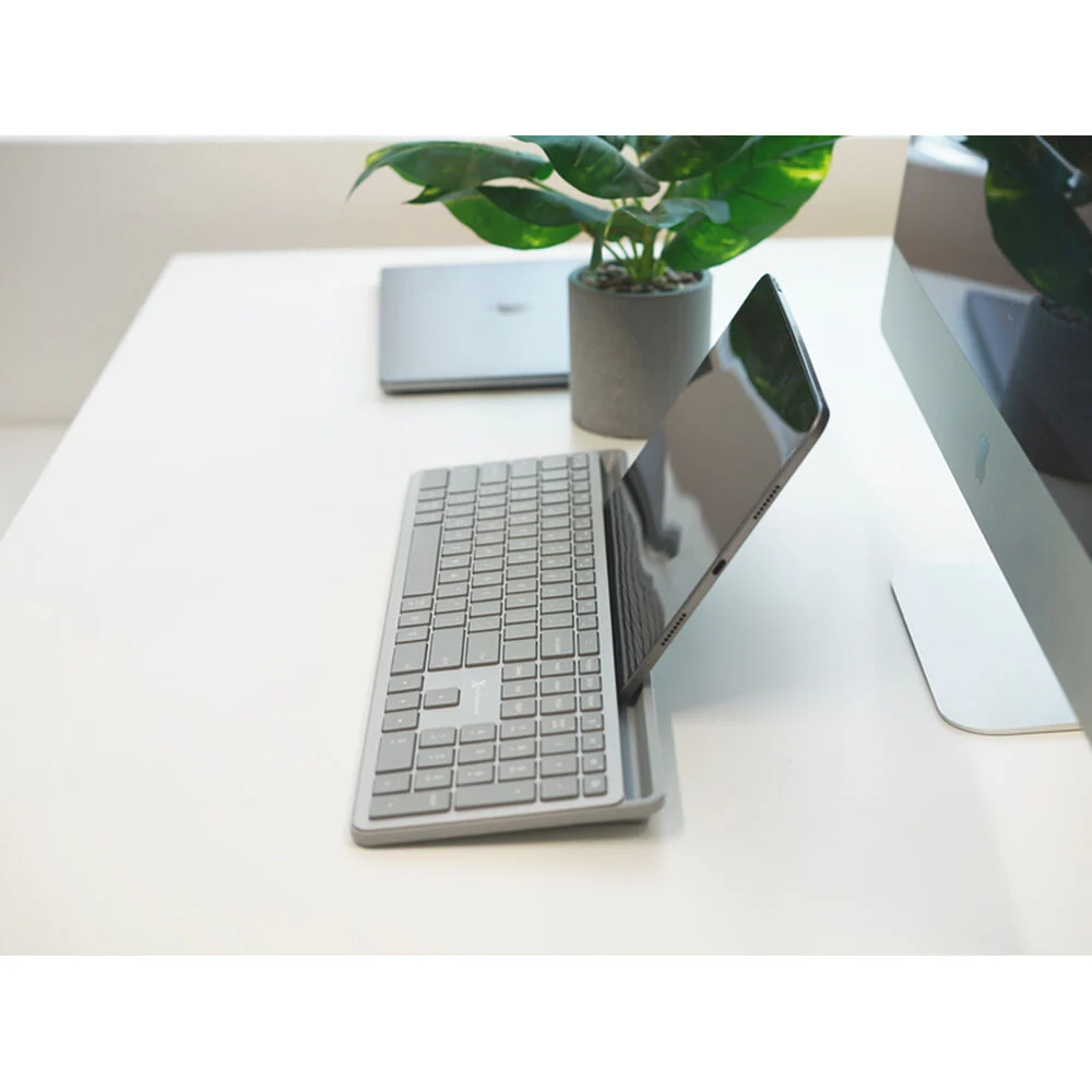 X9 Performance Full-Size Rechargeable Backlit Keyboard with Tablet & Phone Holder (Silver) - Image 7