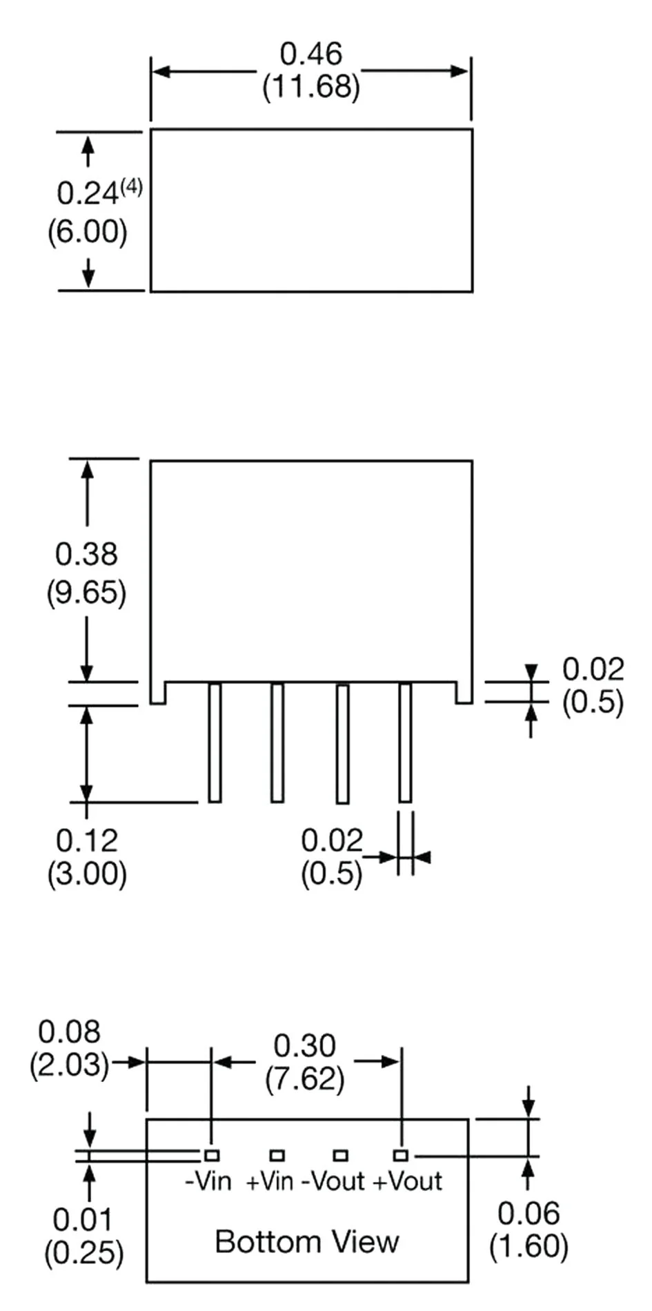 XP Power IE0515S Isolated Through Hole DC/DC Converter 1kV Isolation ITE 1:1 1 W Output 15 V 66 mA - Image 2